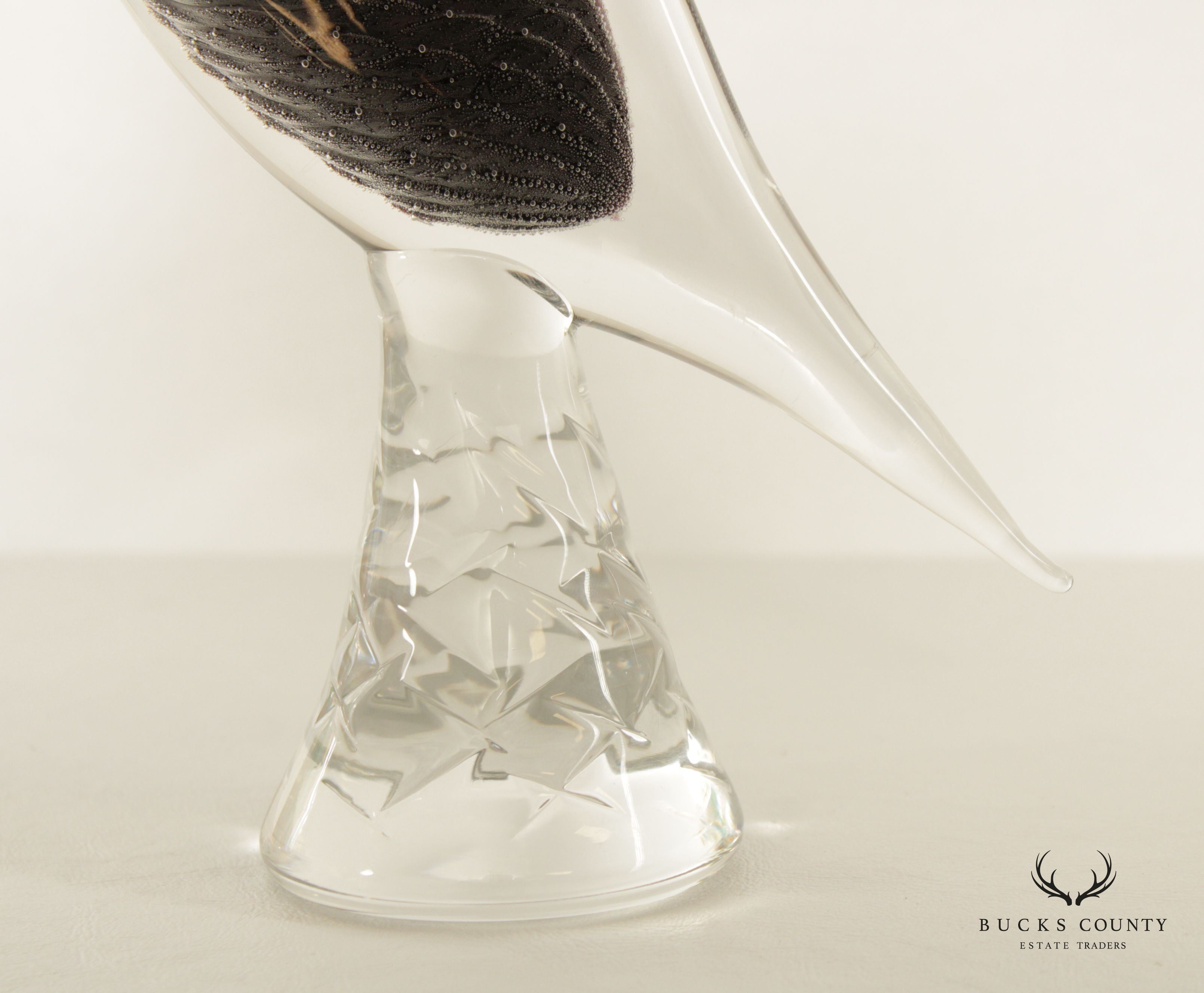 Marcolin Art Glass Crane Bird Crystal Sculpture