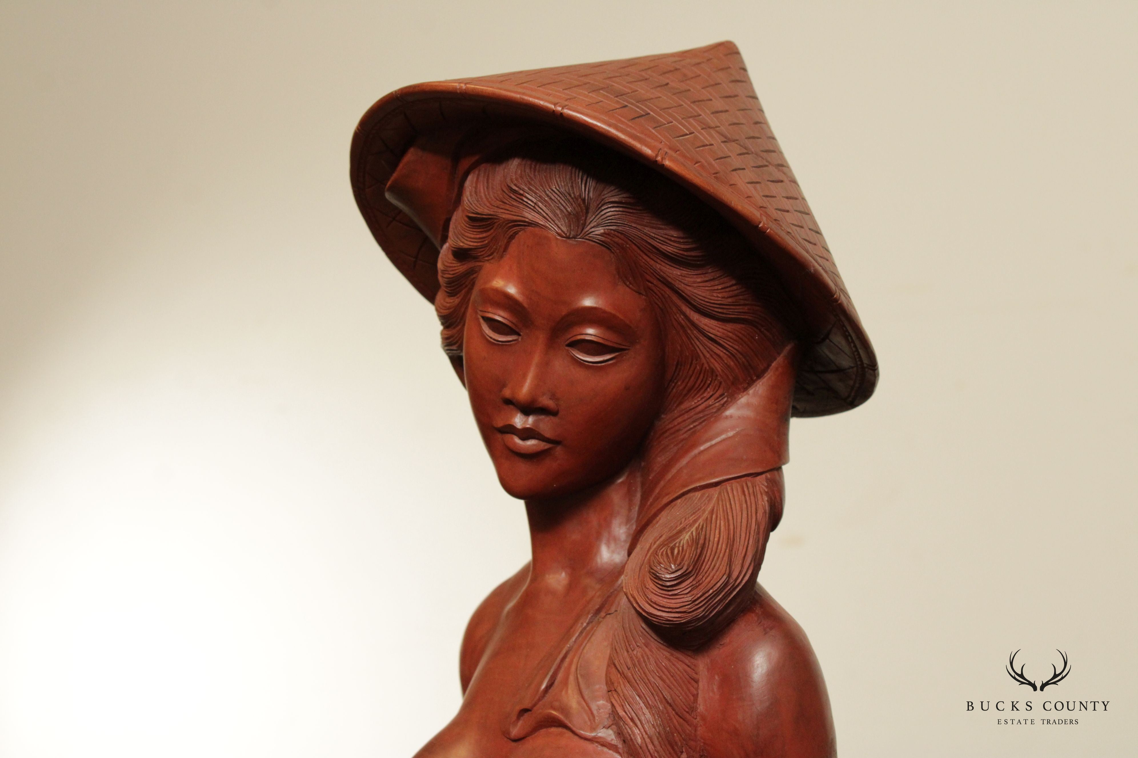 Asian Hardwood Carved Female Nude Sculpture