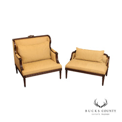 French Louis XVI Style Two Piece Chaise Lounge Settee