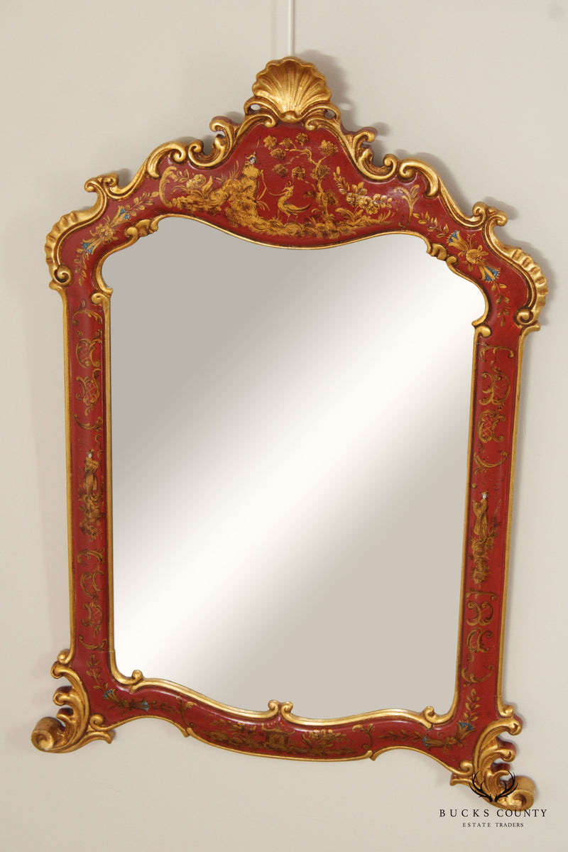 French Style Chinoiserie Decorated Wall Mirror