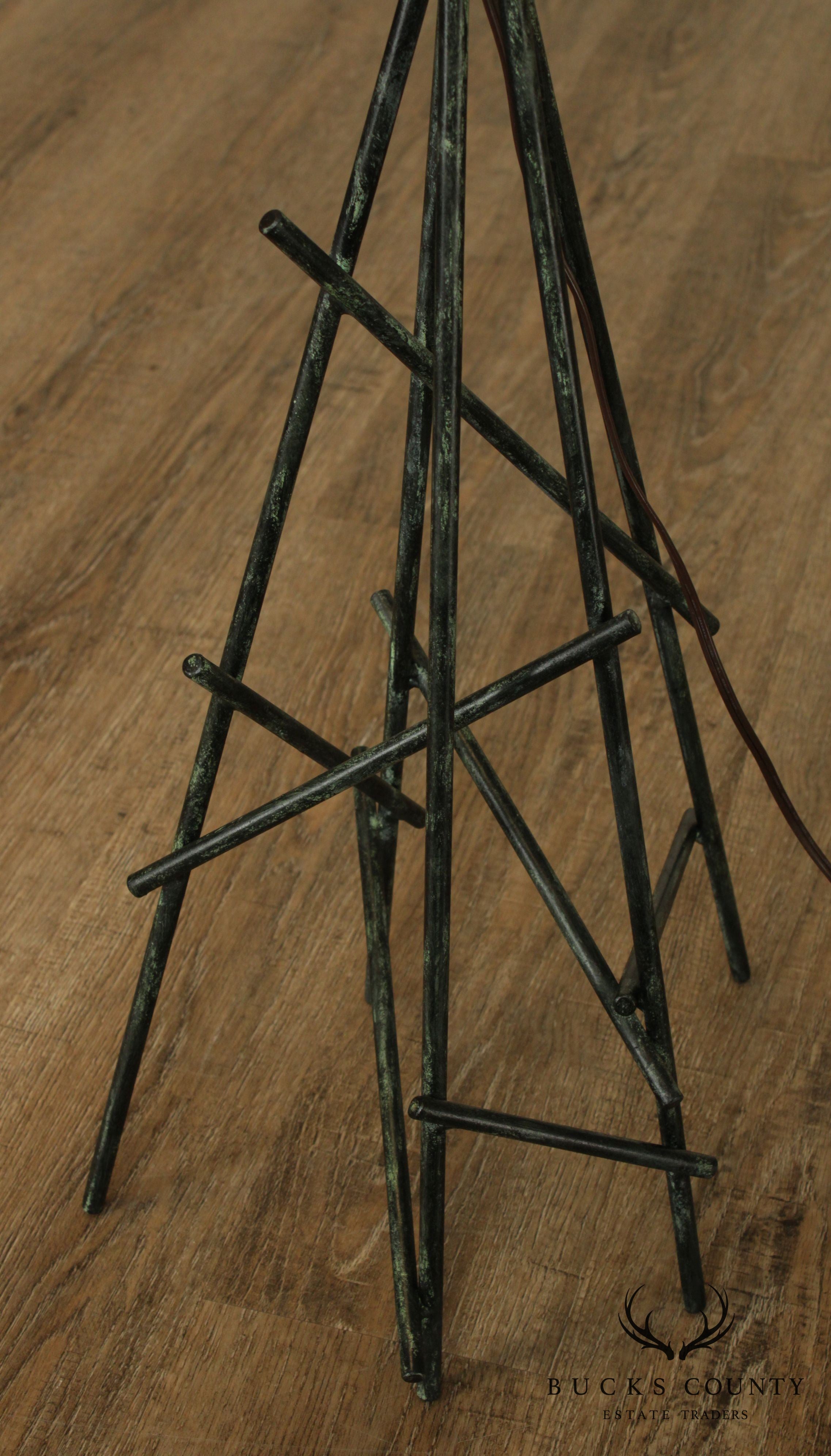 Bronzed Metal Rod Eiffel Tower Style Table Lamp