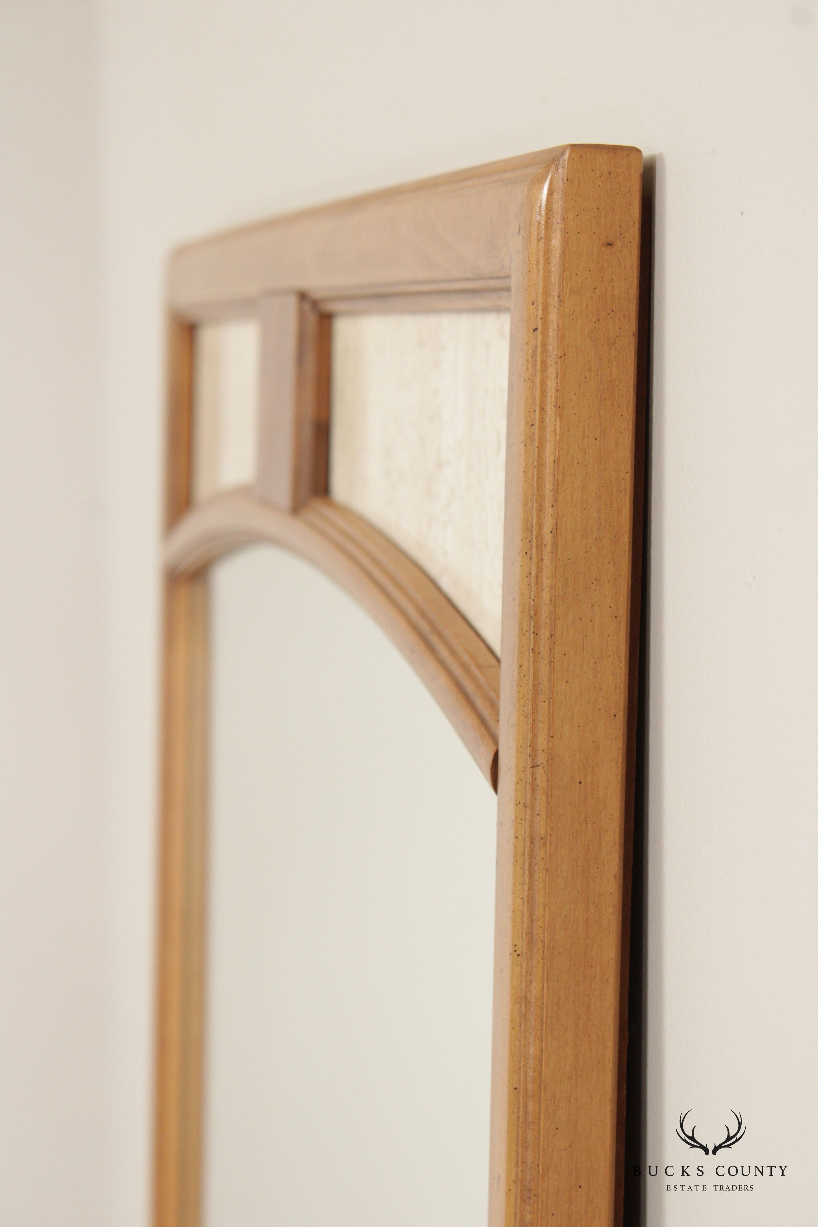 Mid Century Modern Arched Travertine Accent Wall Mirror