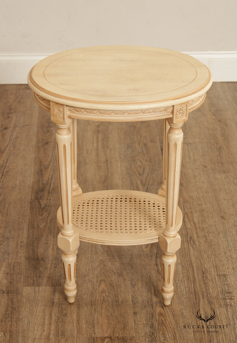 French Louis XVI Style Two-Tier Painted Side Table