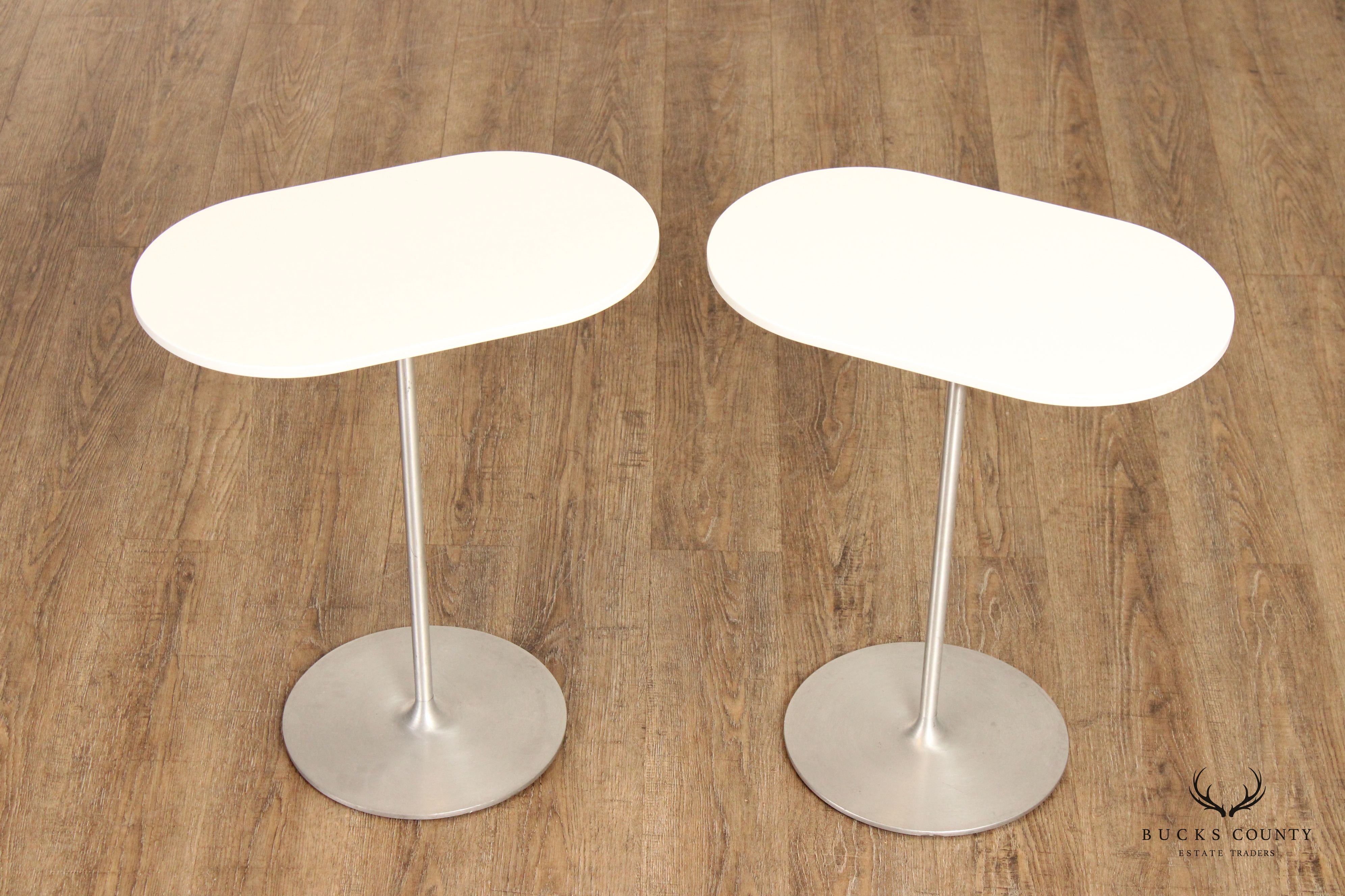 Keilhauer Mid Century Modern Style Pair Pedestal SideTables