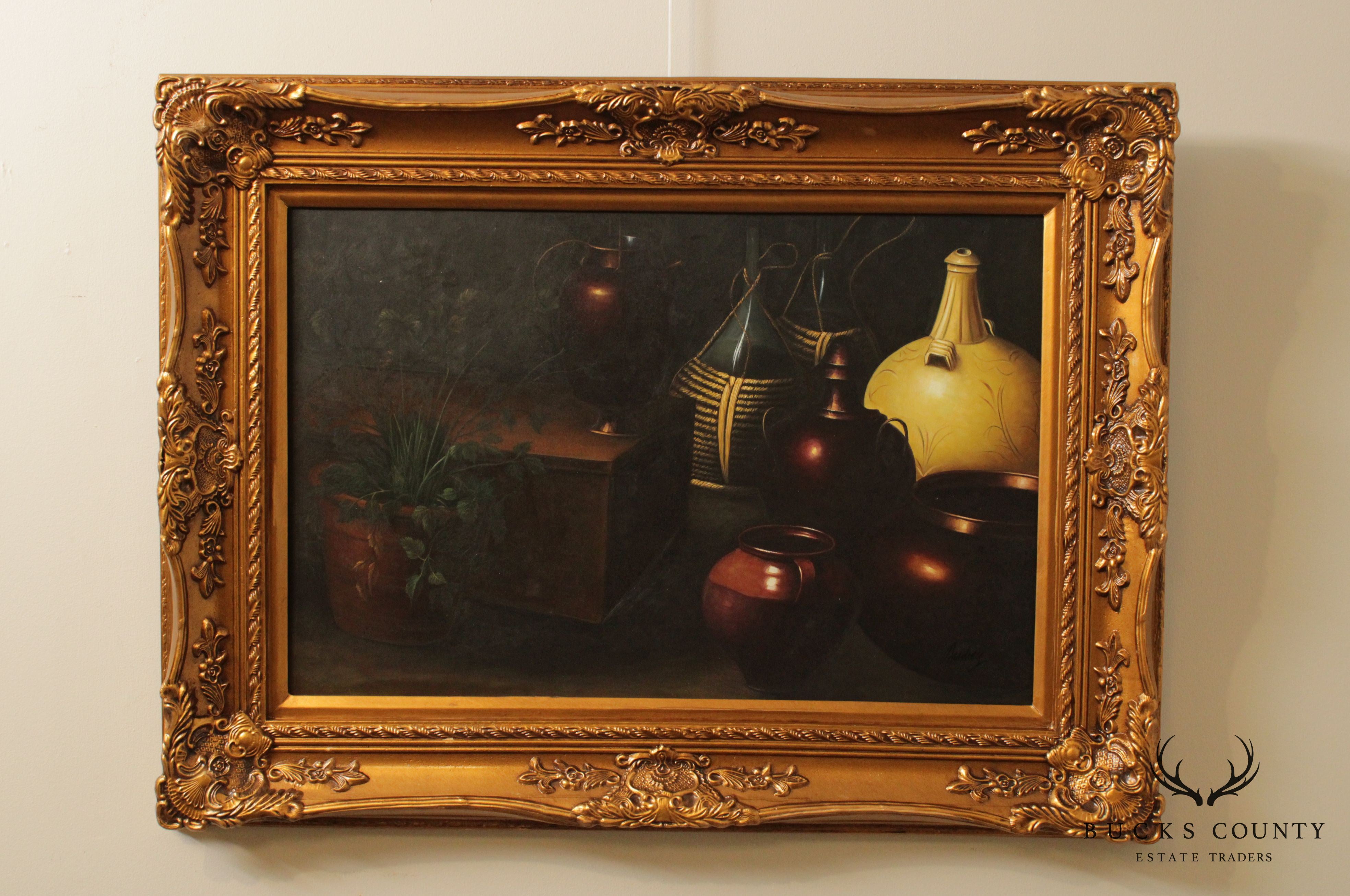 Graceful Art Framed Still Life Oil Painting on Canvas