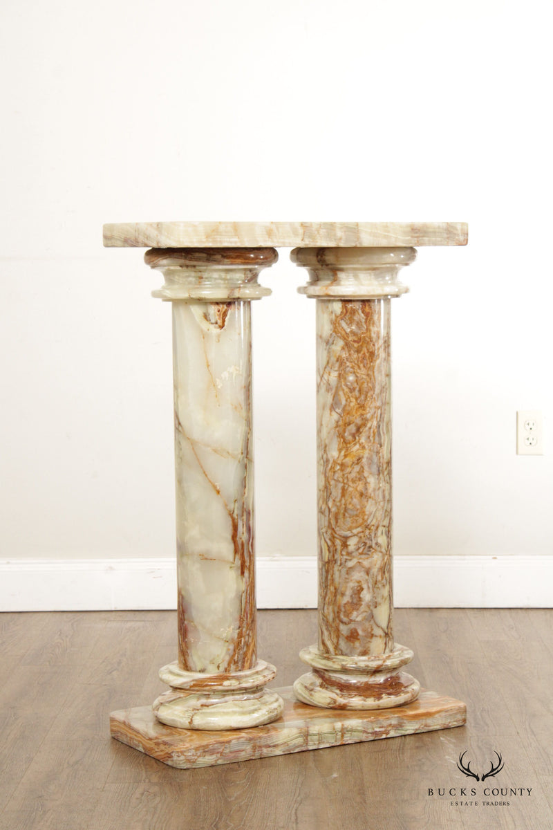 Neoclassical Column Onyx Pedestal Stand