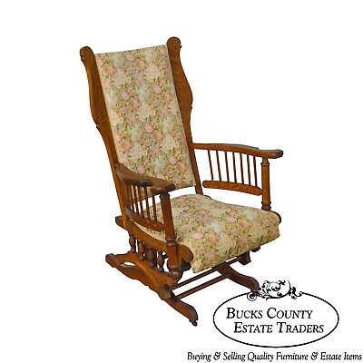 Antique 19th Century Victorian Oak Platform Rocker