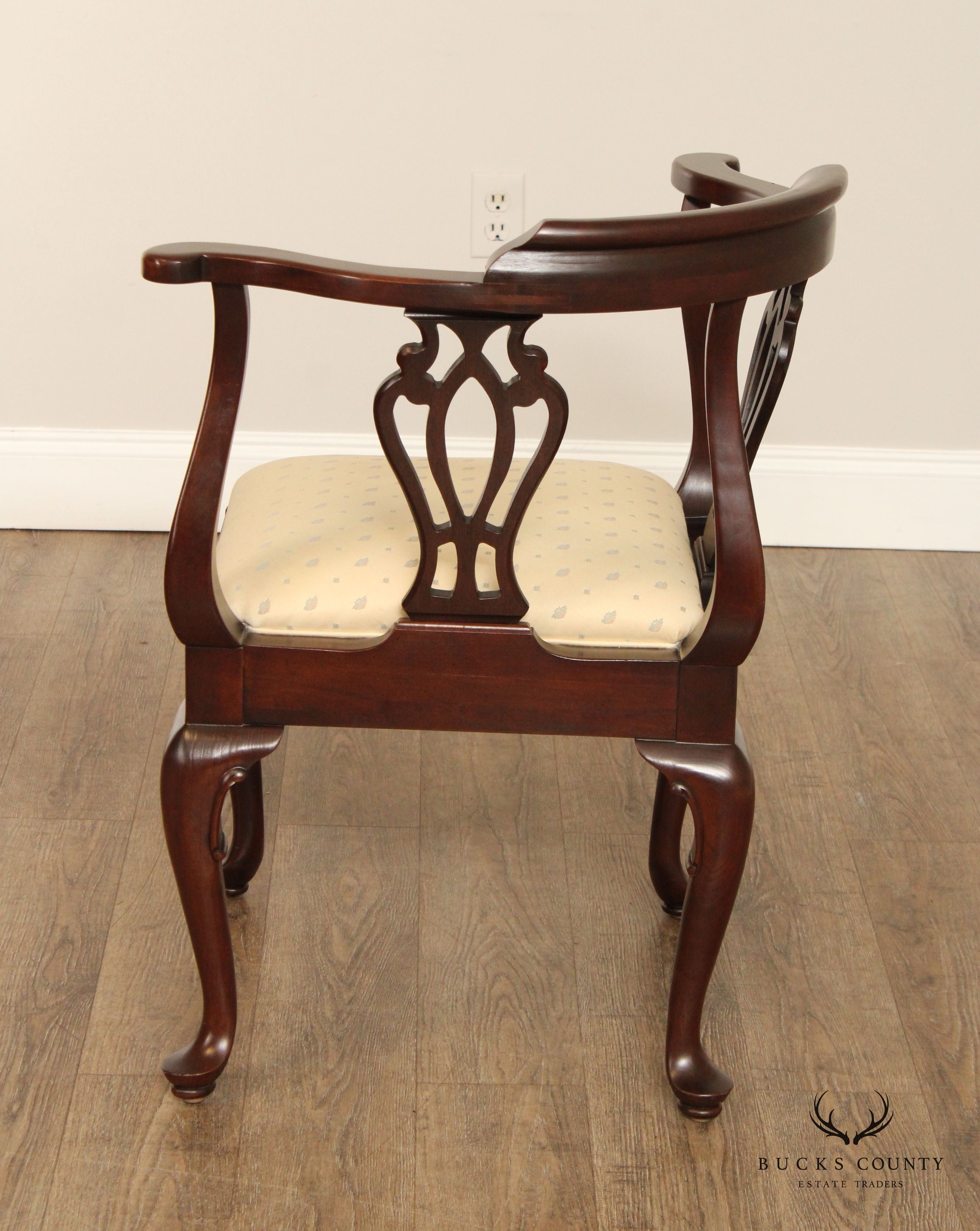 Ethan Allen Georgian Court Chippendale Style Corner Arm Chair