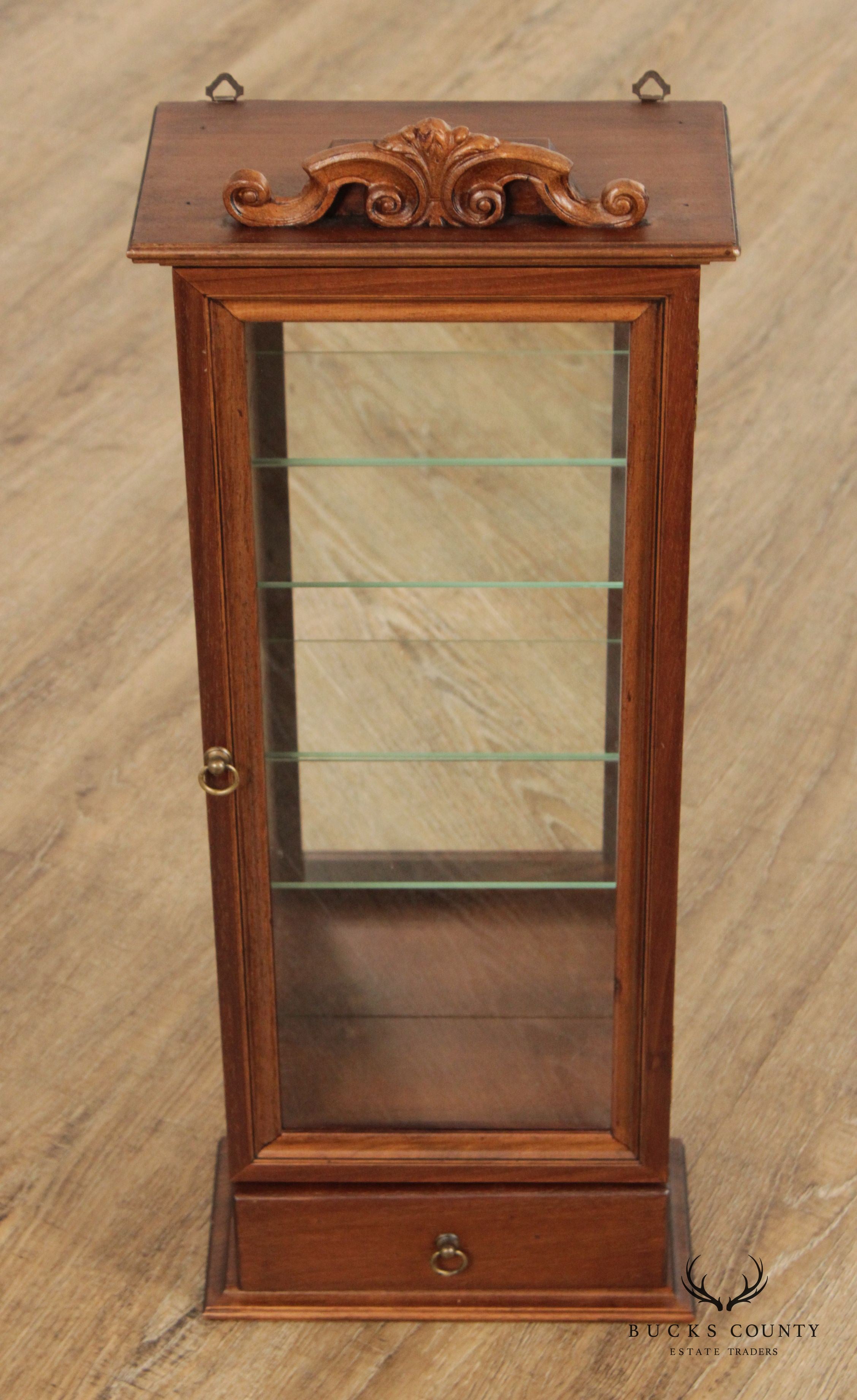 Horchow Italian Mahogany Wall-Hanging Curio Cabinet