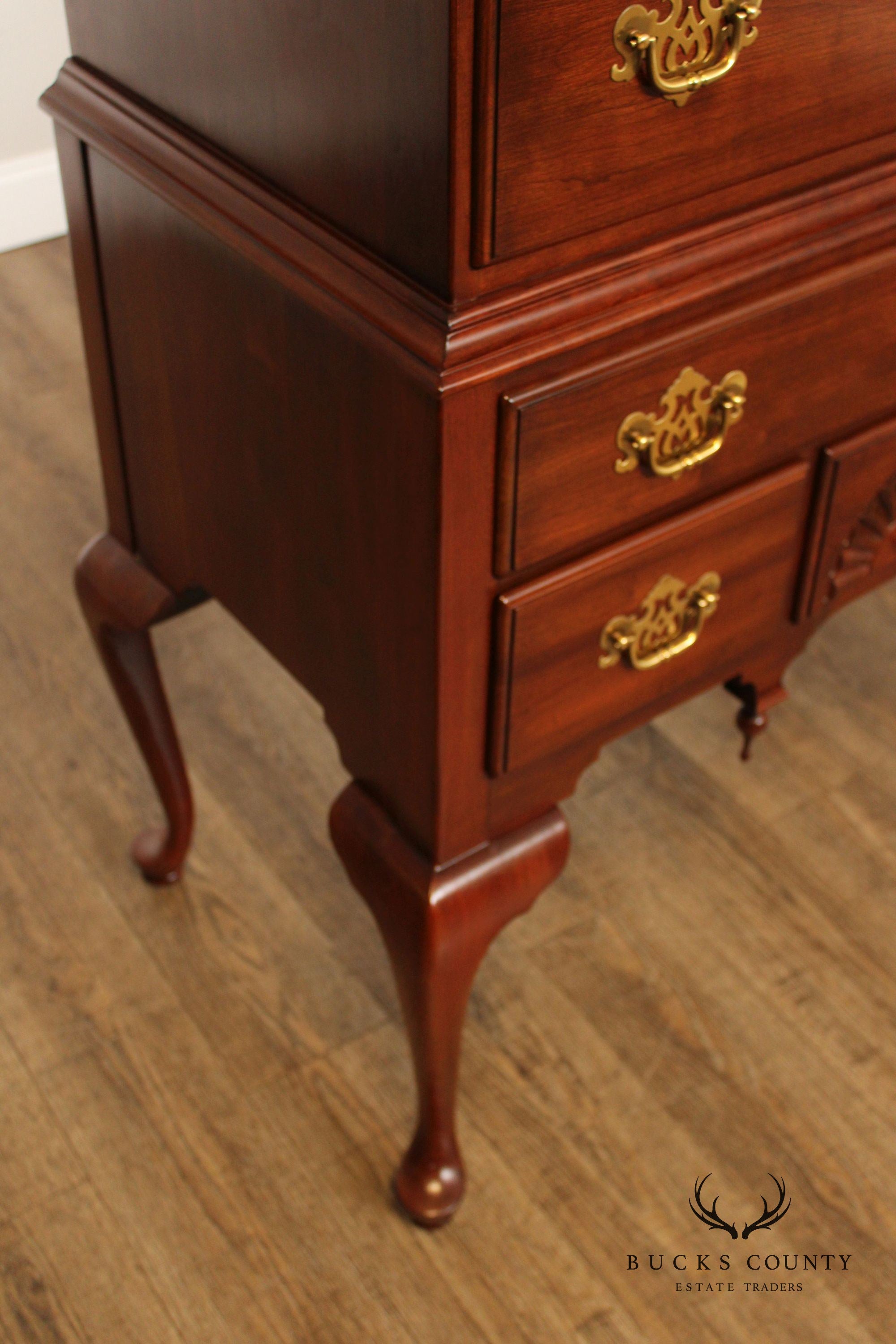 Knob Creek Queen Anne Style Carved Cherry Highboy Chest