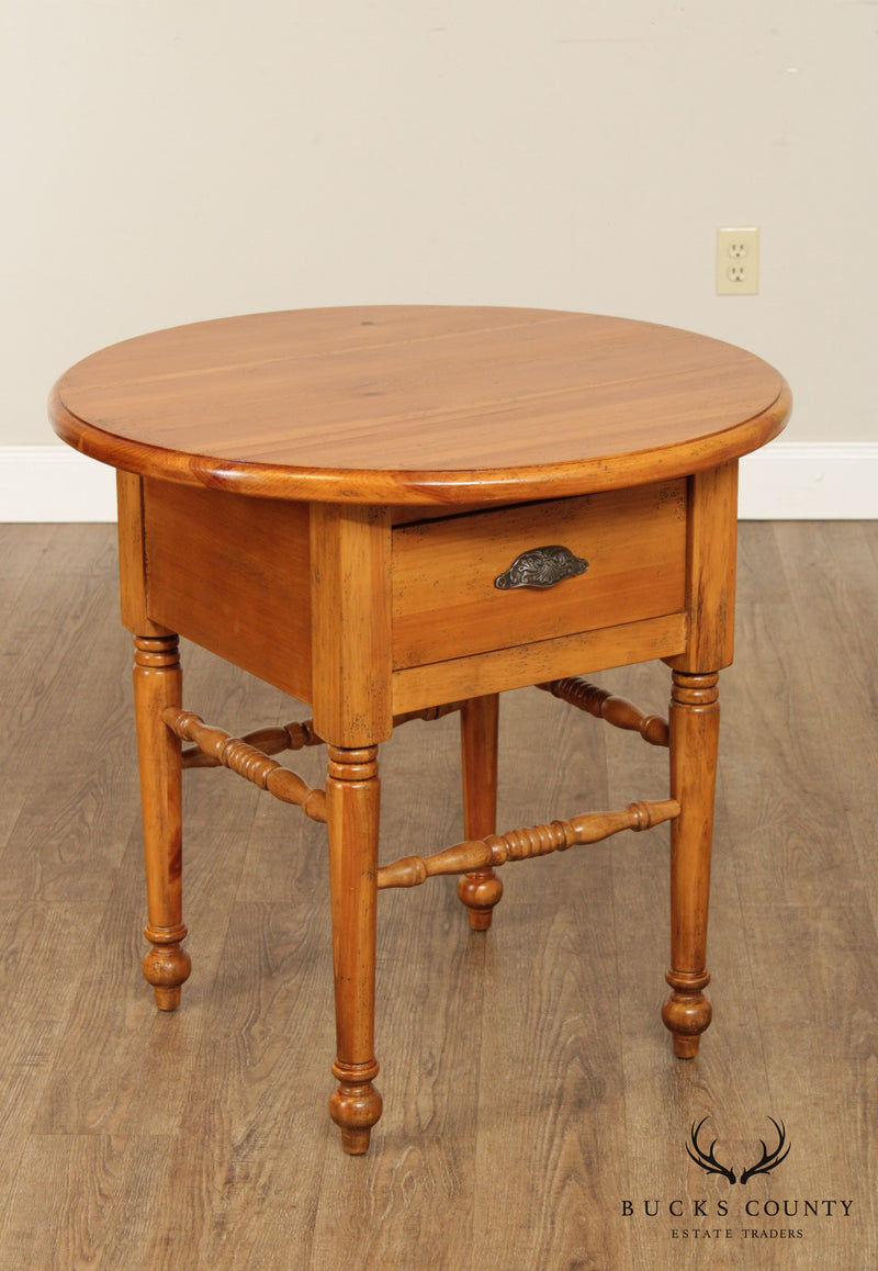 Eddy West Round Pine One Drawer Side Table