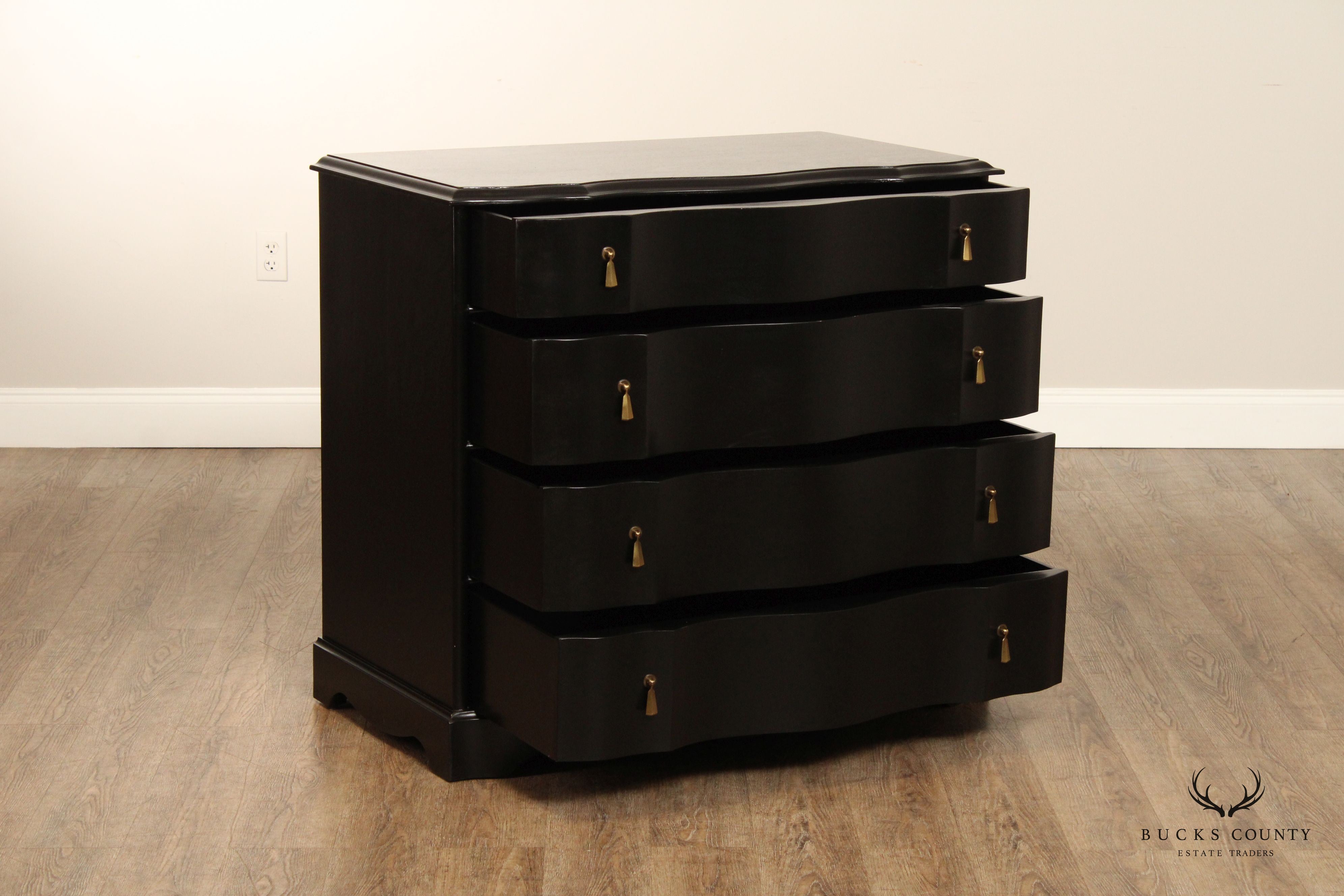 Restoration Hardware Pair of Black 'Jolie' Chests of Drawers