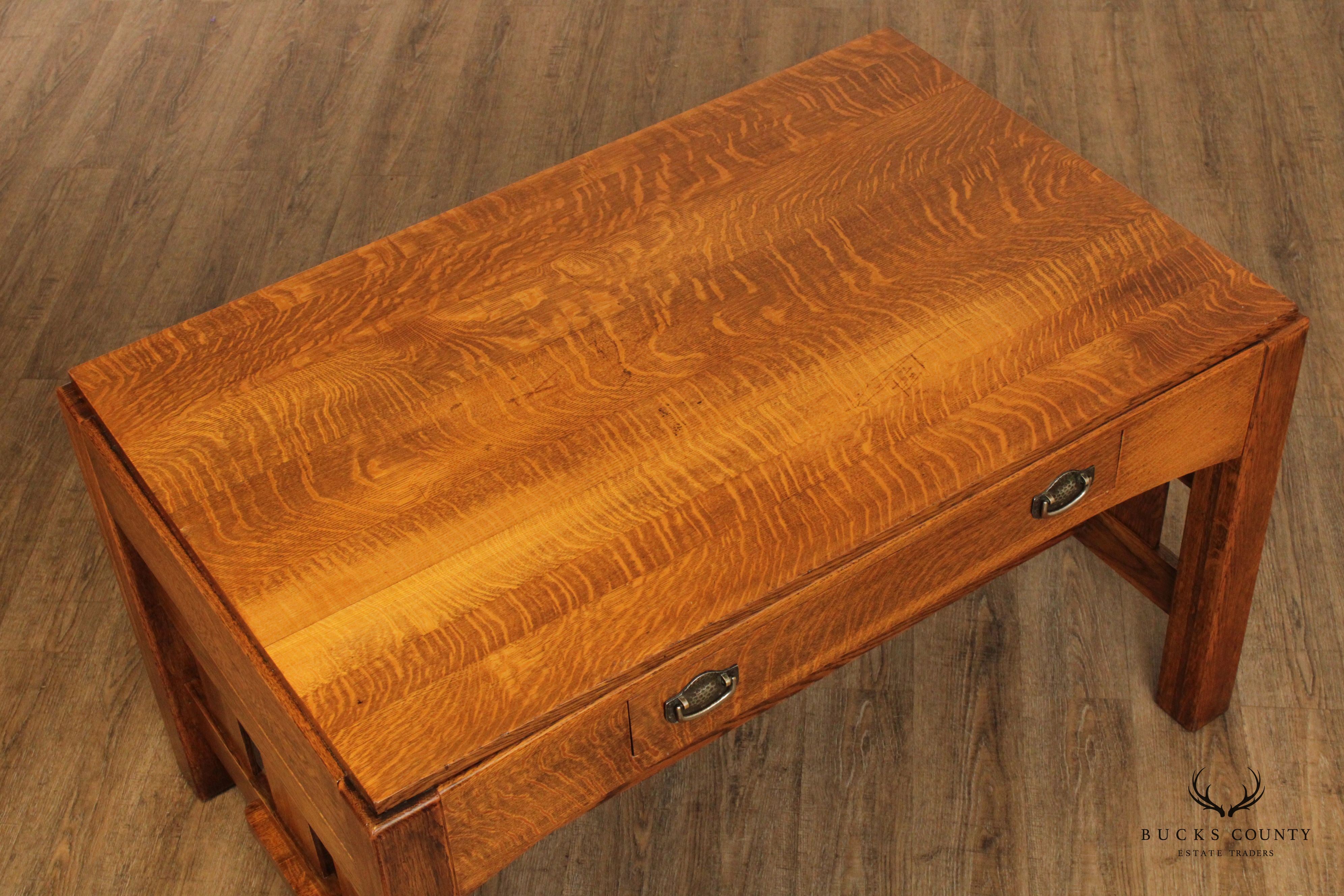 Antique Mission Oak Writing Desk or Library Table