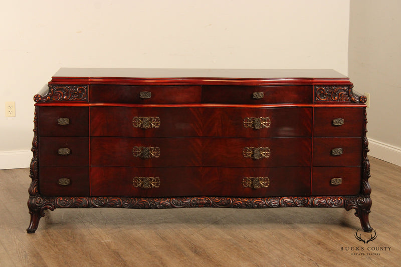 Williamsport Chinese Chippendale Style Carved Mahogany Long Dresser