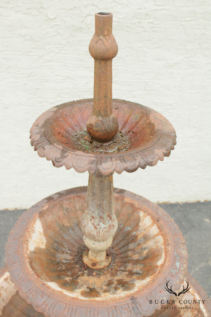 Victorian Style Cast Iron Tiered Garden Fountain with Swans