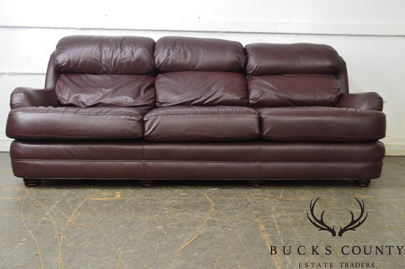 Classic Quality Leather Plum Sofa