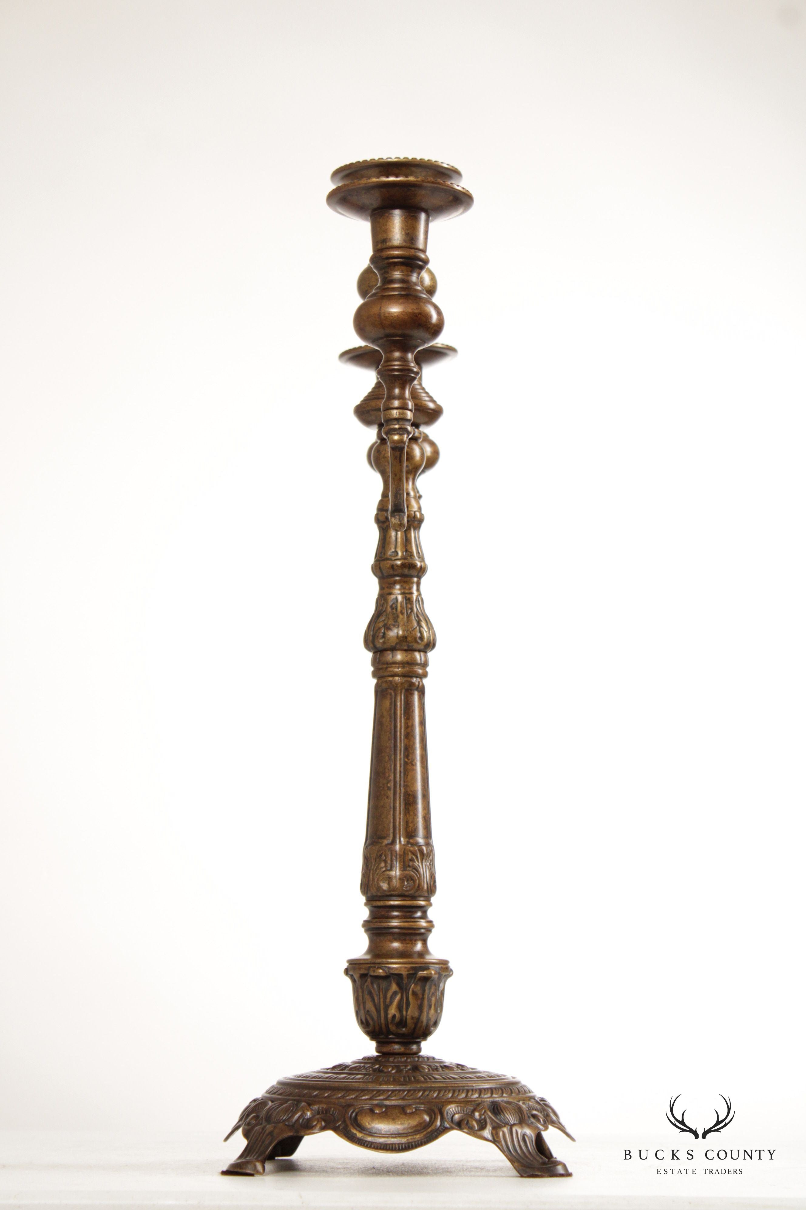 Victorian Style Pair of Bronze Three-Light Candelabra