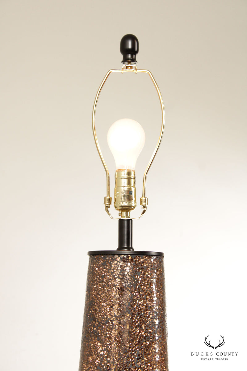 Contemporary Pair Bronze Mosaic Glass Table Lamps