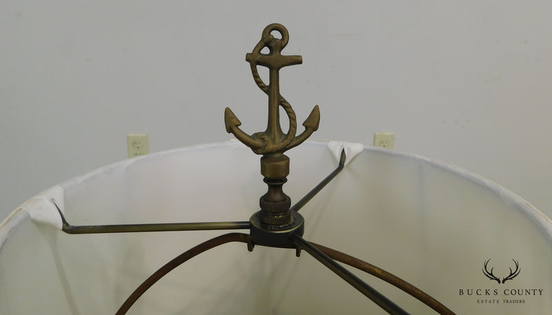 Vintage Nautical Onyx Ships Wheel Table Lamp Clock
