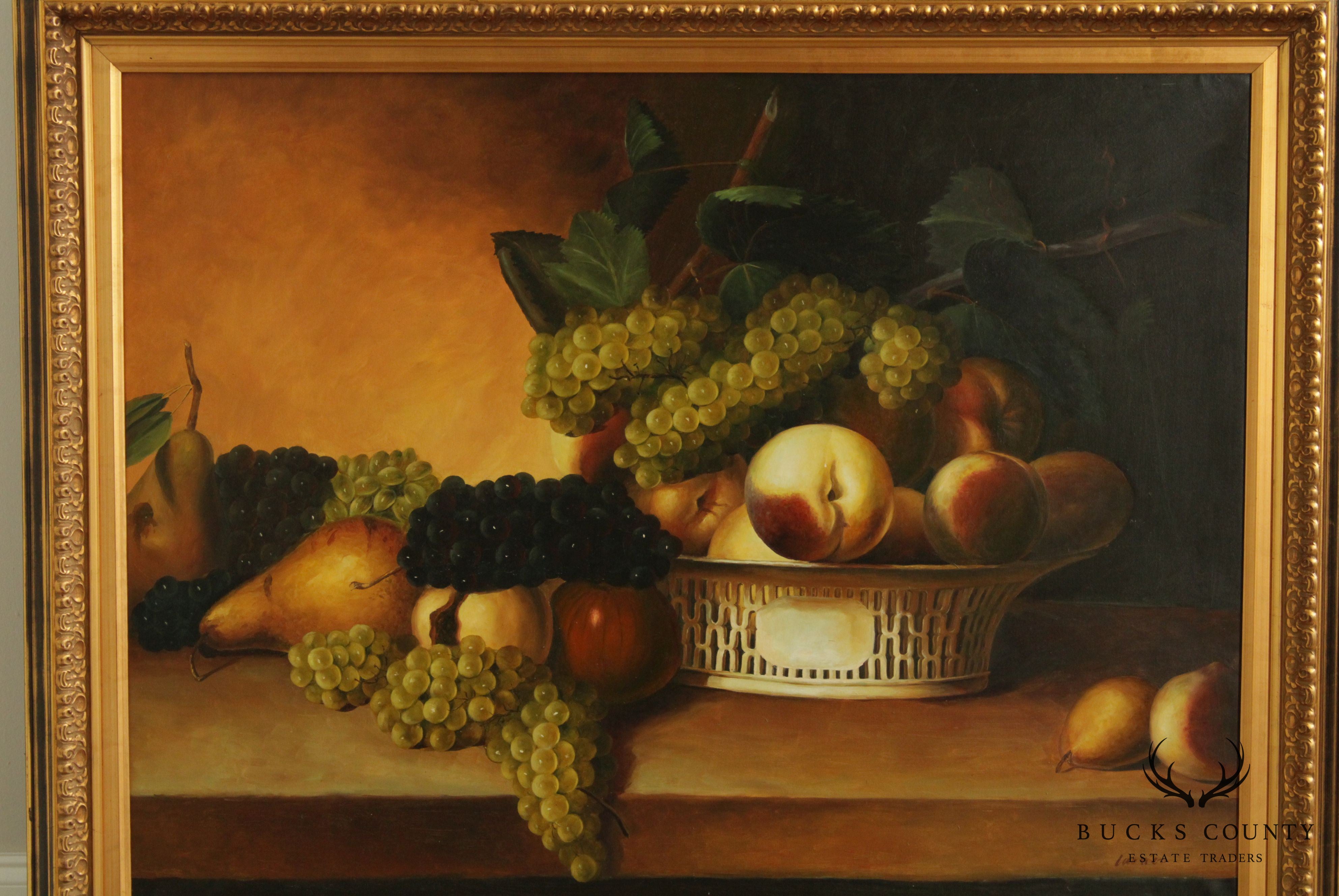 Custom Framed Still Life Oil Painting on Canvas Fruit Basket