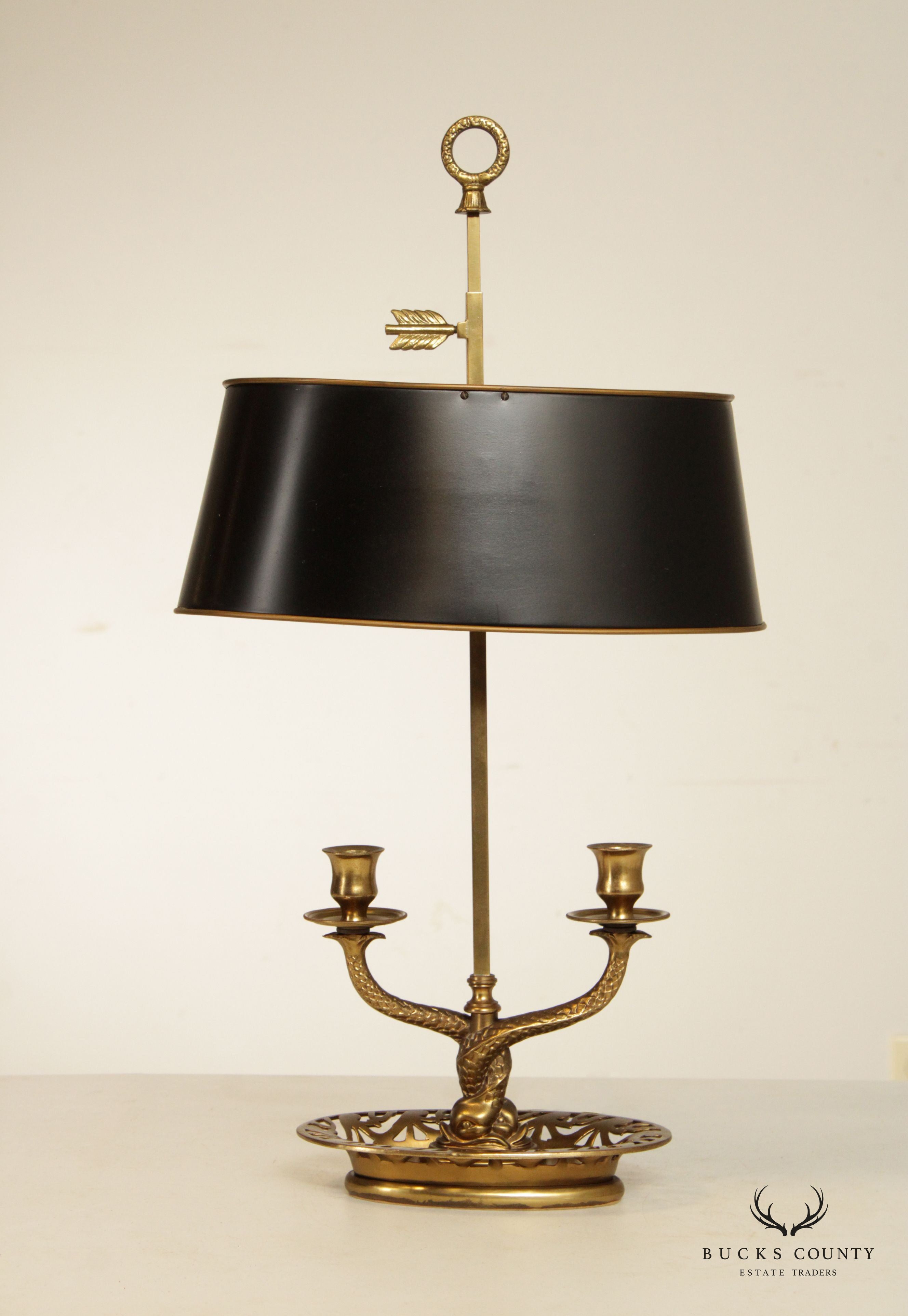 French Regency Style Brass Bouillotte Table Lamp