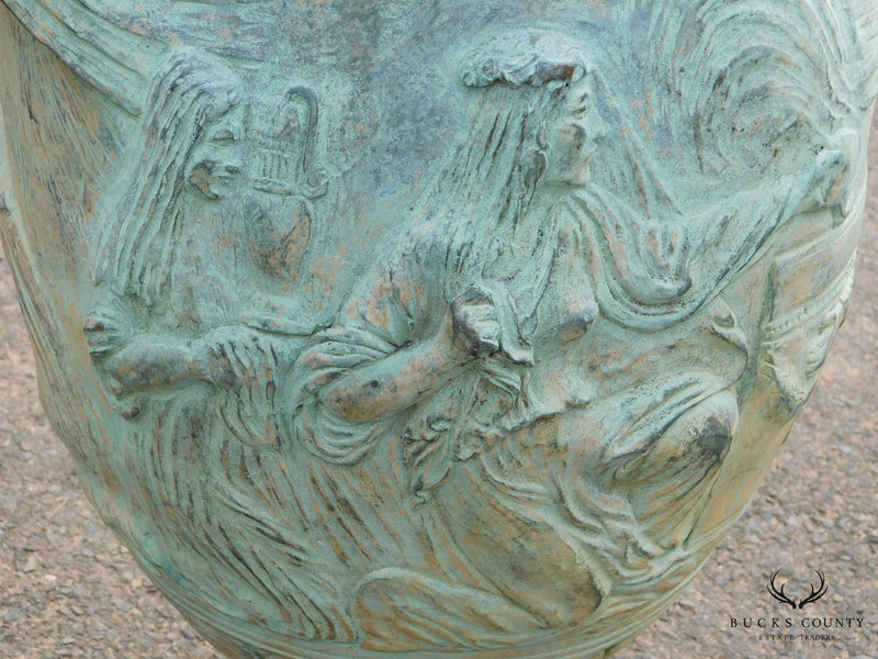 Quality Bronze Serpent Twin Handled Roman Garden Urn