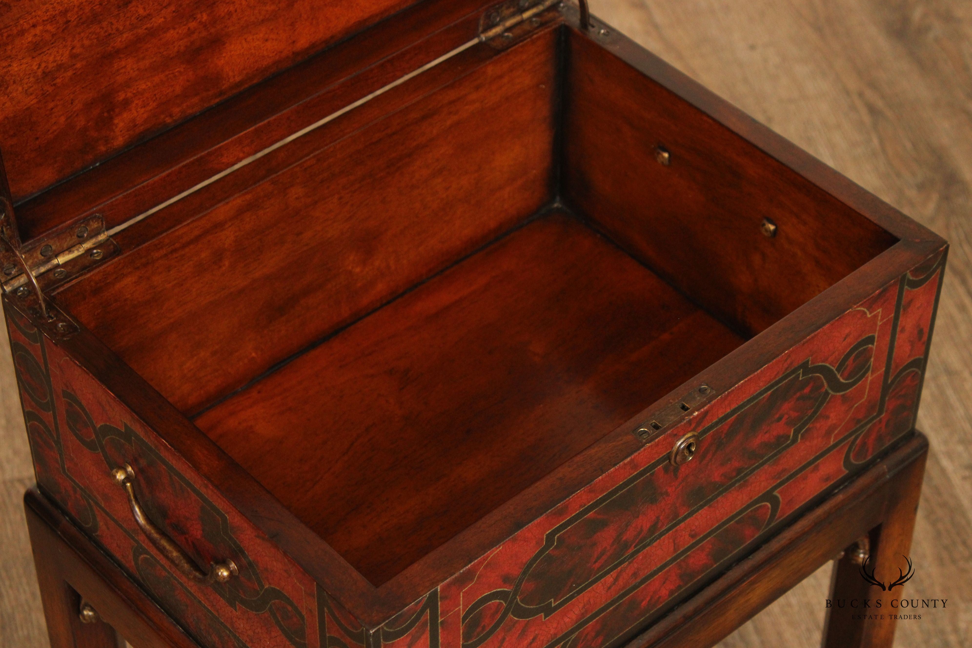 Maitland Smith Georgian Style Lacquered Chest on Stand