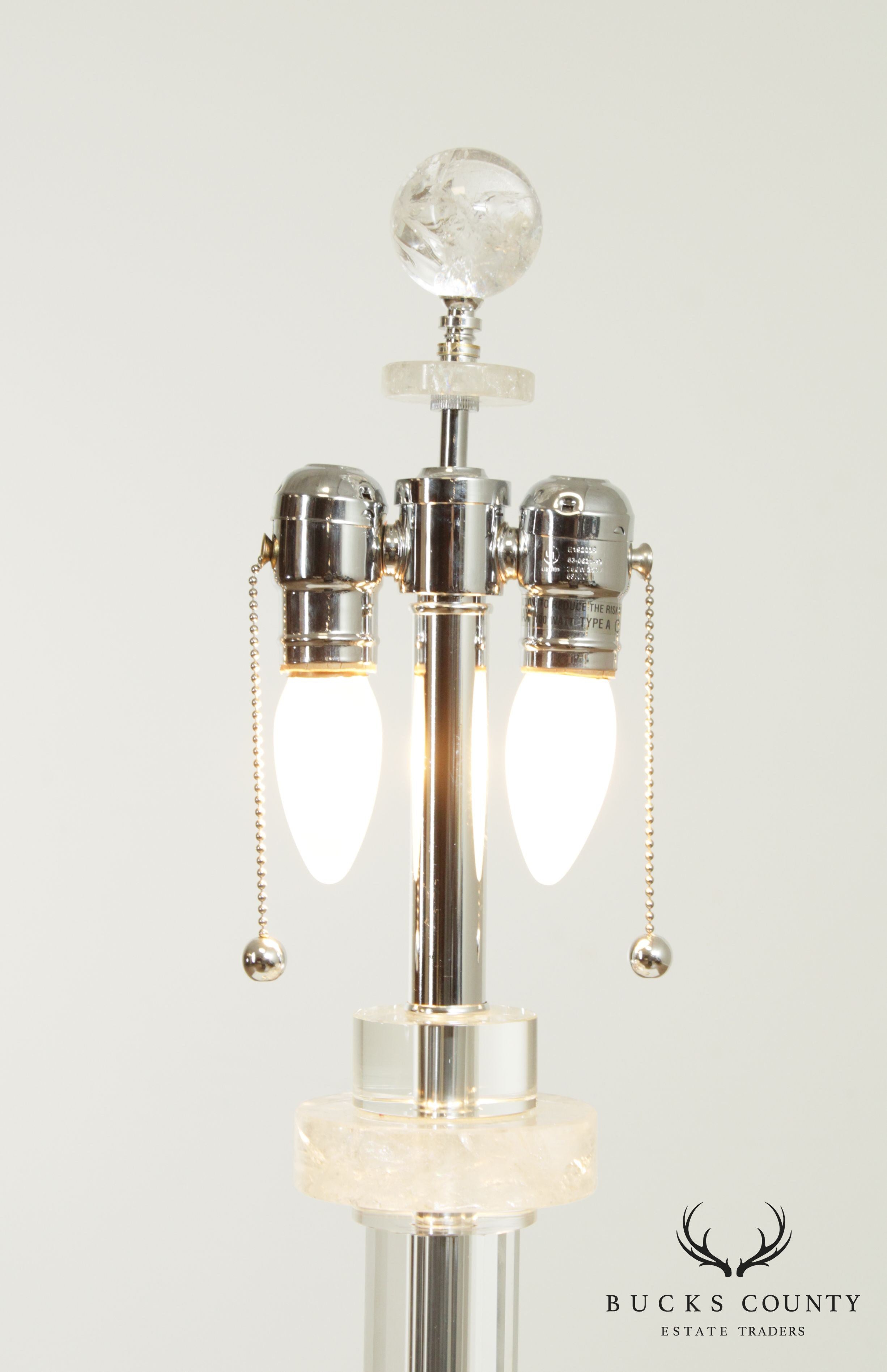 Contemporary Lucite and Quartz Table Lamp