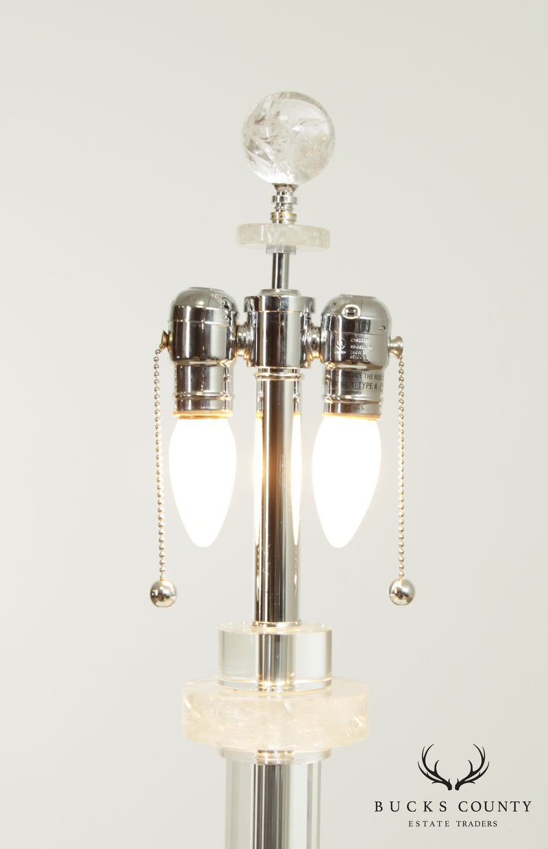 Contemporary Lucite and Quartz Table Lamp