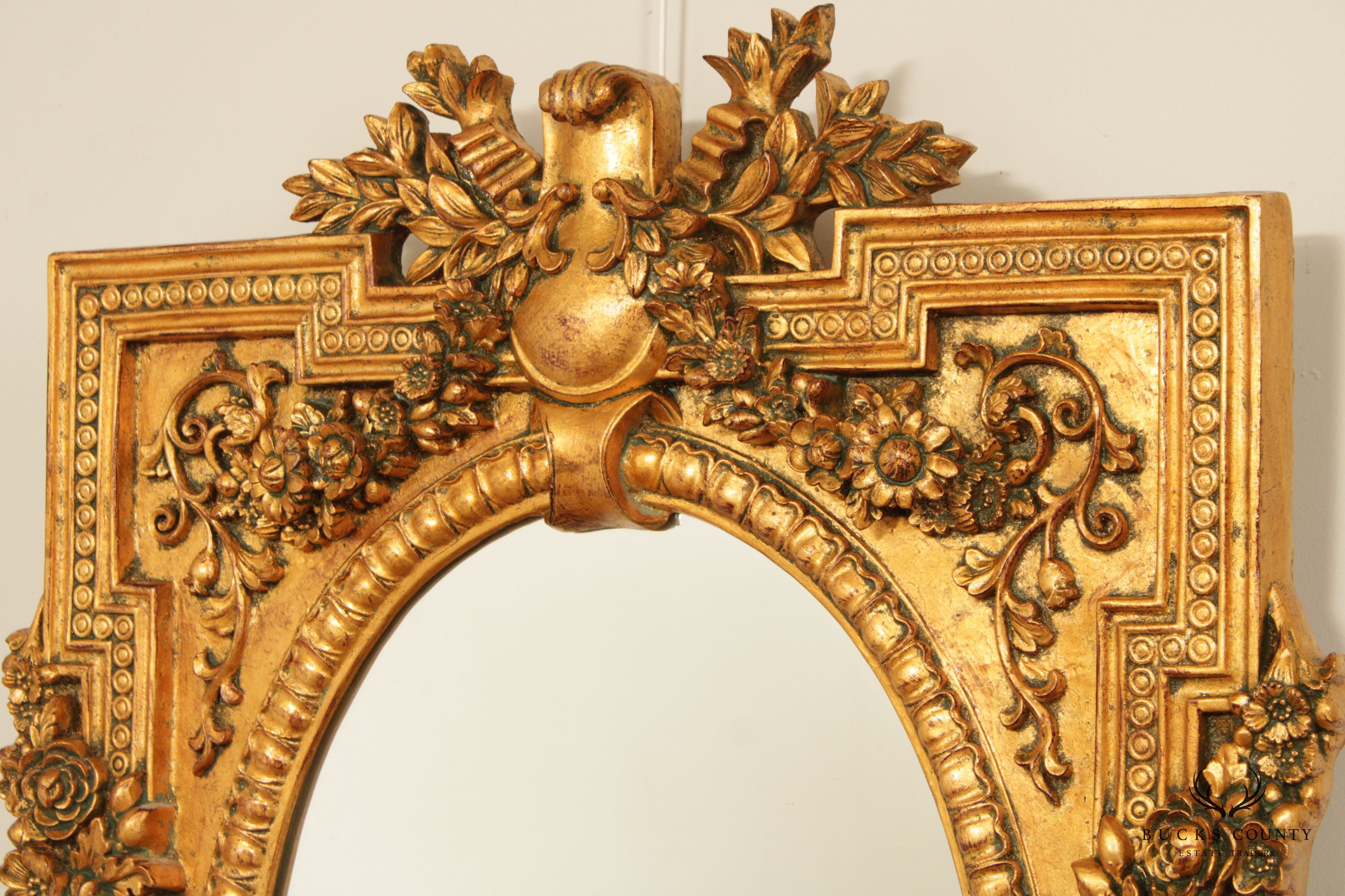 French Style Ornate Floral Carved Gilt Wall Mirror