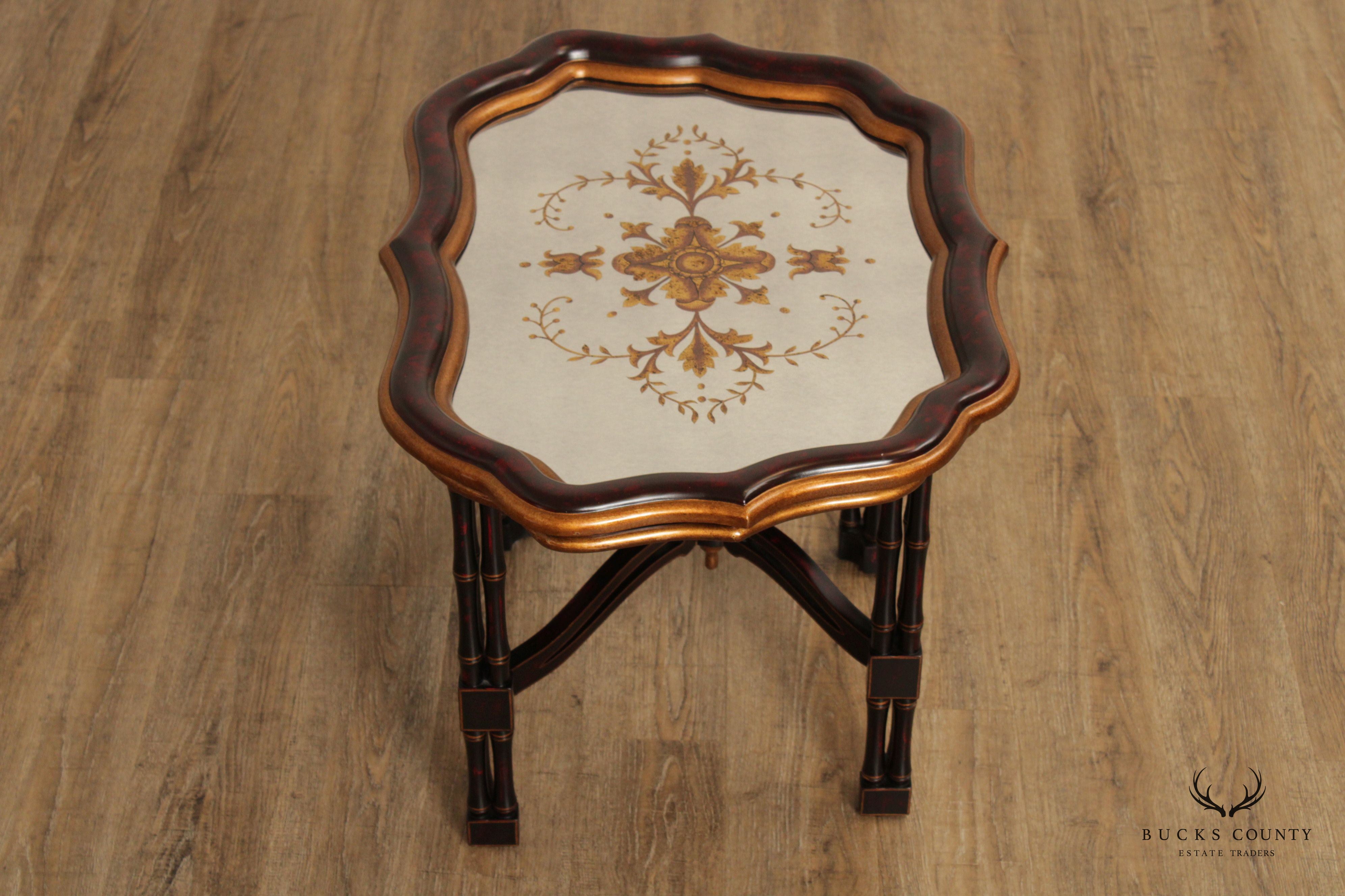 English Regency Style Partial Gilt Faux Bamboo Tray Table