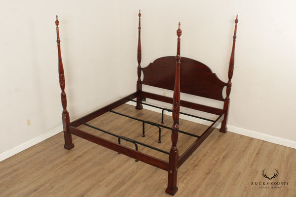 Henkel Harris Mahogany Rice Carved King Poster Bed