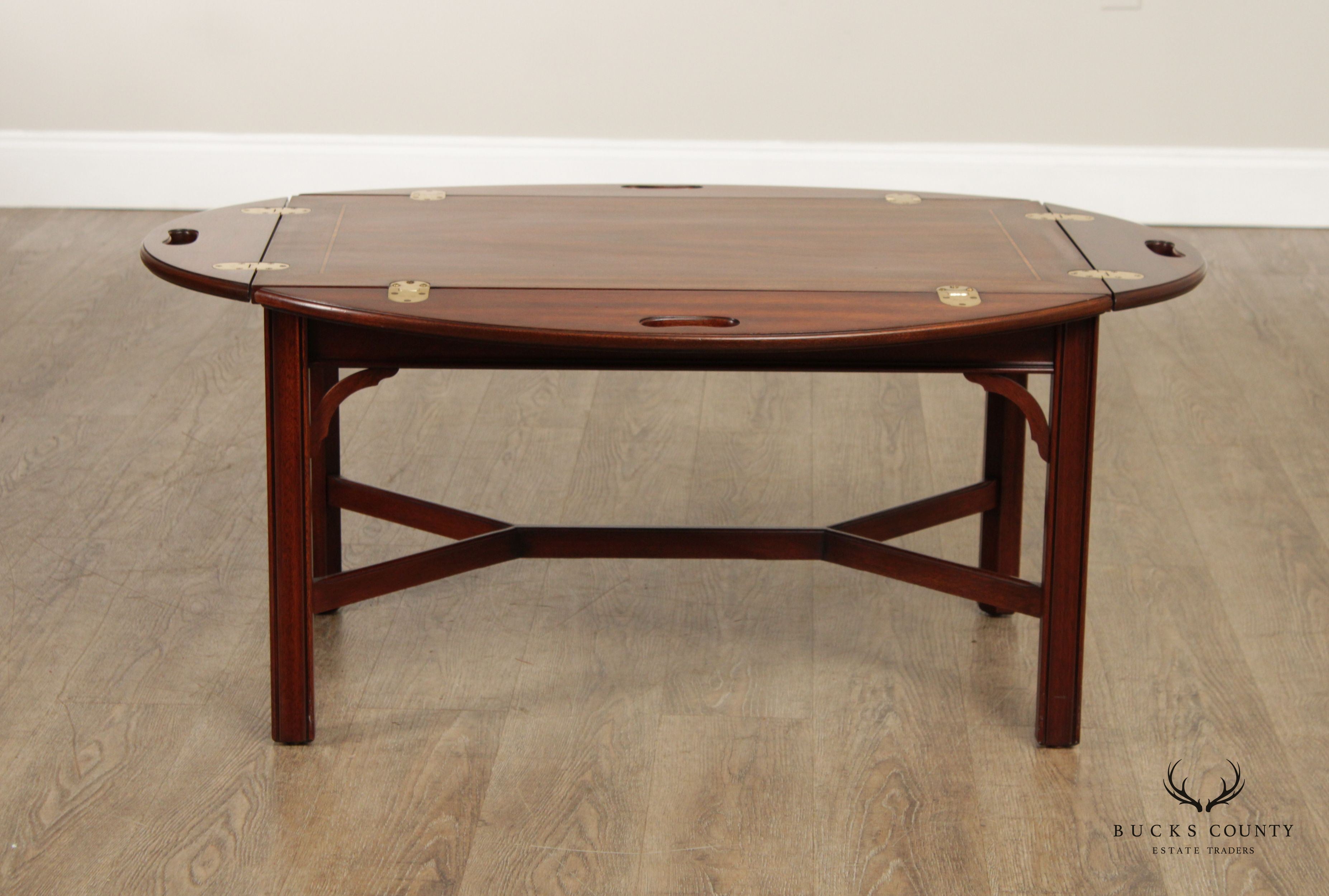 Henkel Harris Chippendale Style Mahogany Butler's Tray Coffee Table