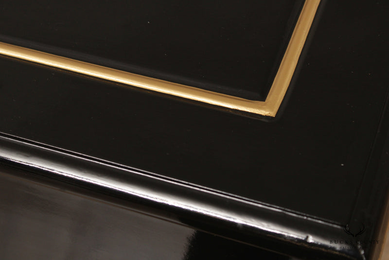 Asian Contemporary Style Black and Gold Side Table