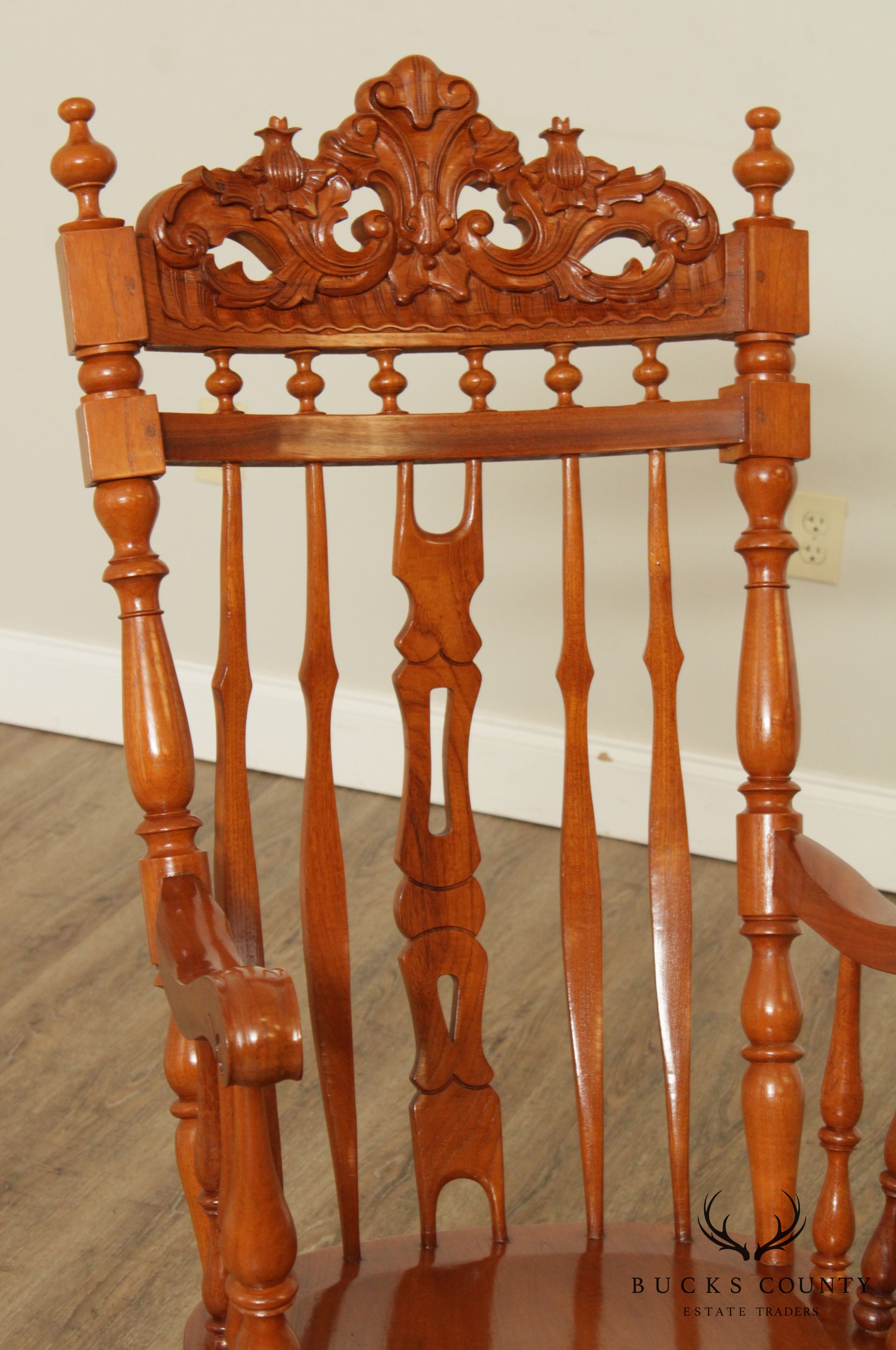 Custom Quality Renaissance Revival Style Carved Rocker