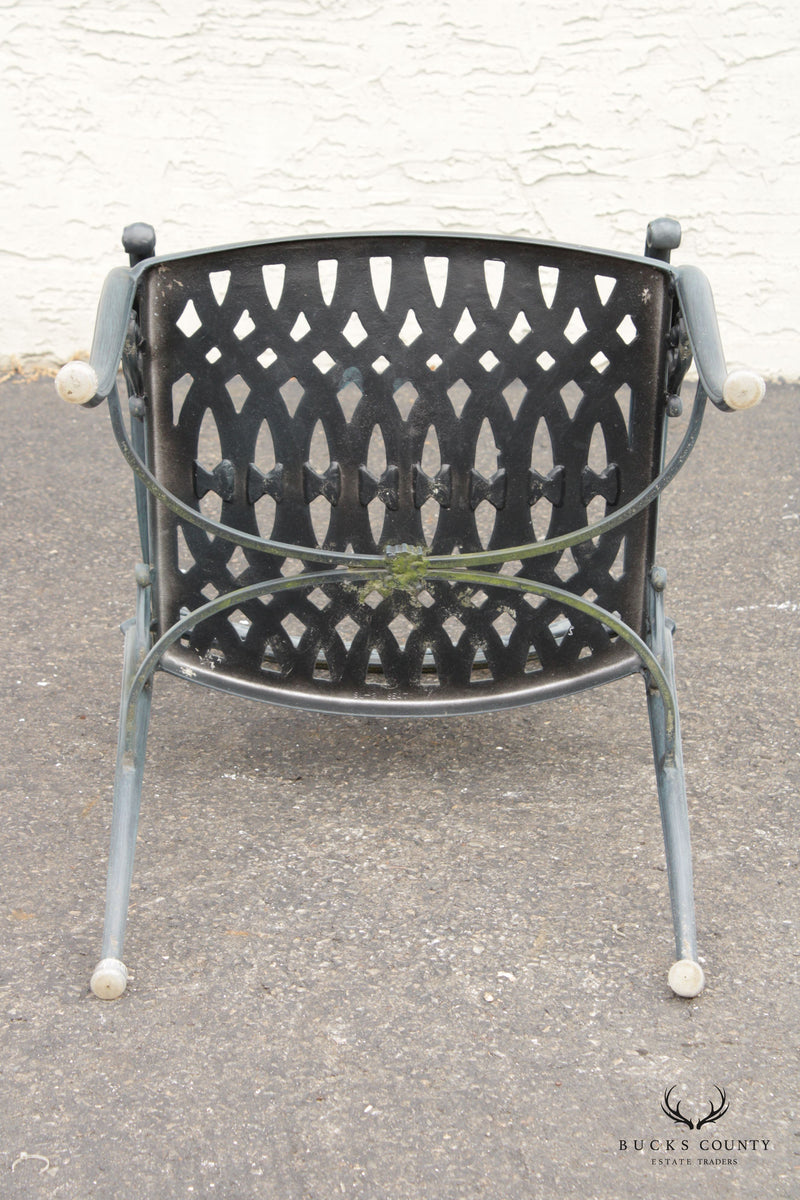 Vintage Set Six Cast Aluminum Outdoor Dining Arm Chairs