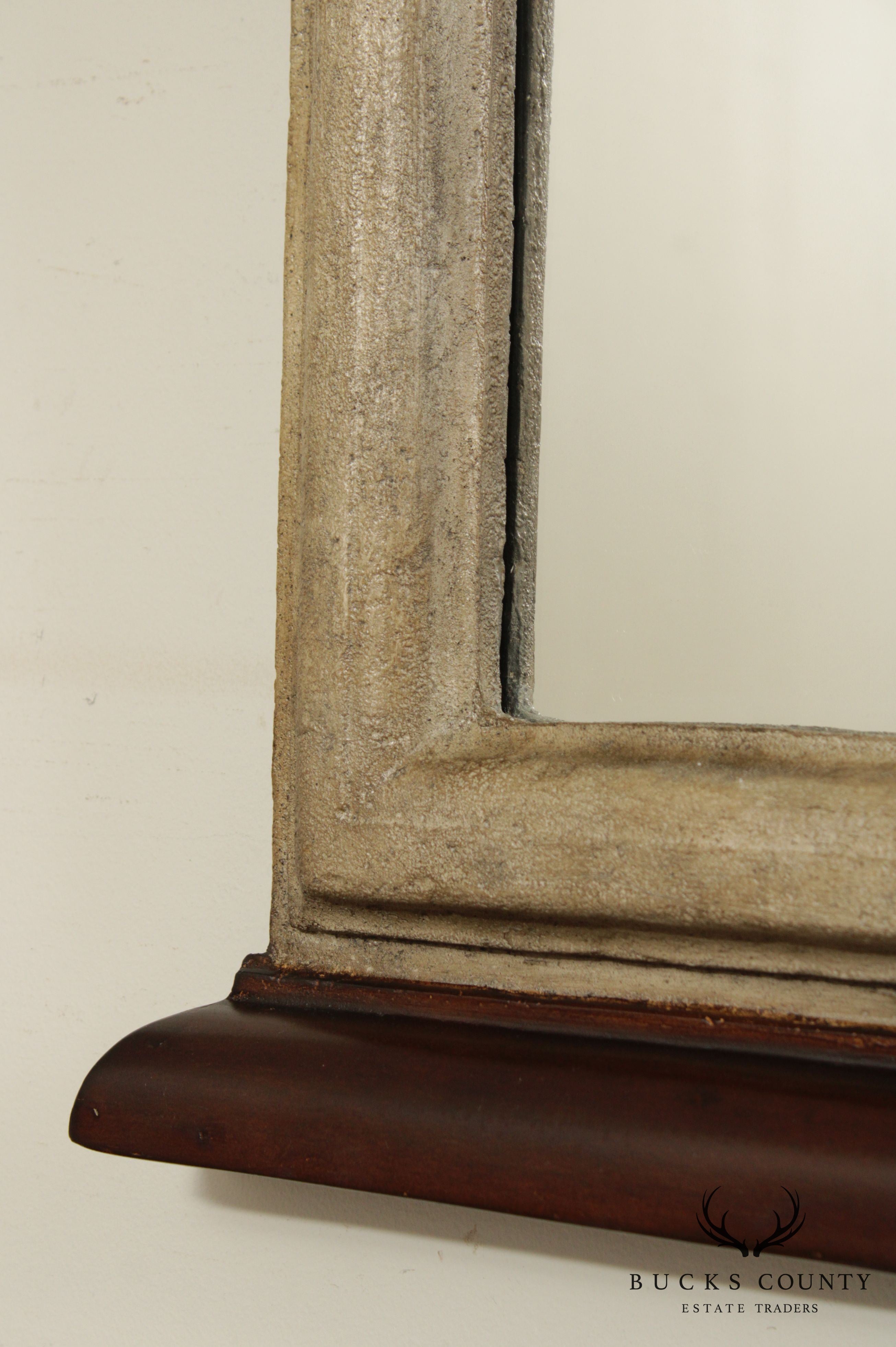 French Louis XV Style Faux Stone Wall Mirror (A)