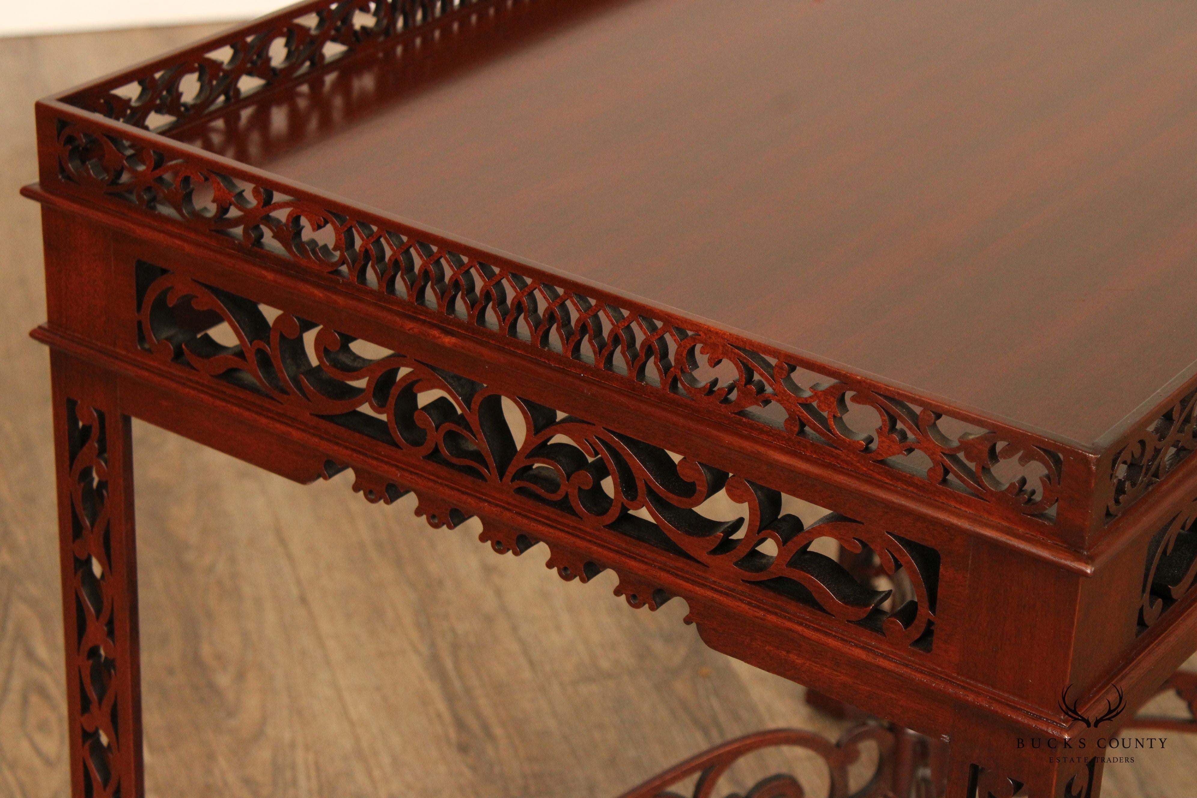 Chinese Chippendale Style Carved Mahogany Tea Table