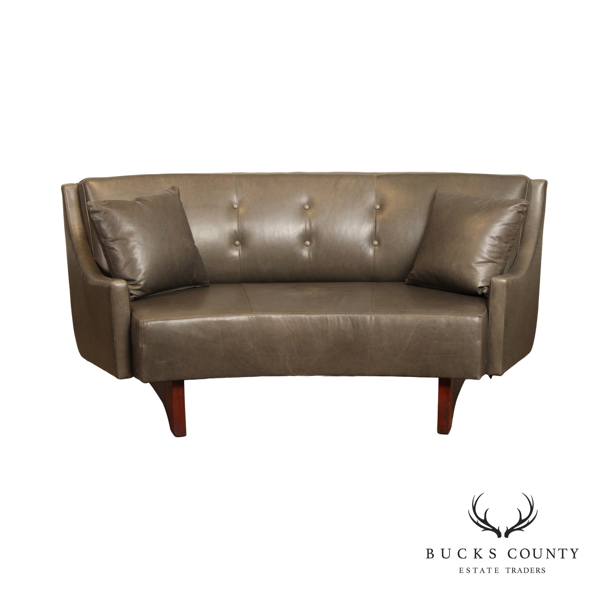 Stickley High Line Collection Curved Leather Settee Sofa