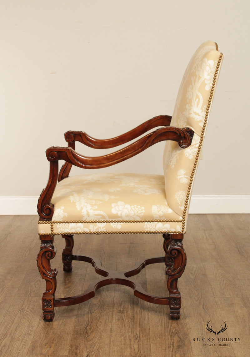 French Louis XIV Style Quality Carved Armchair