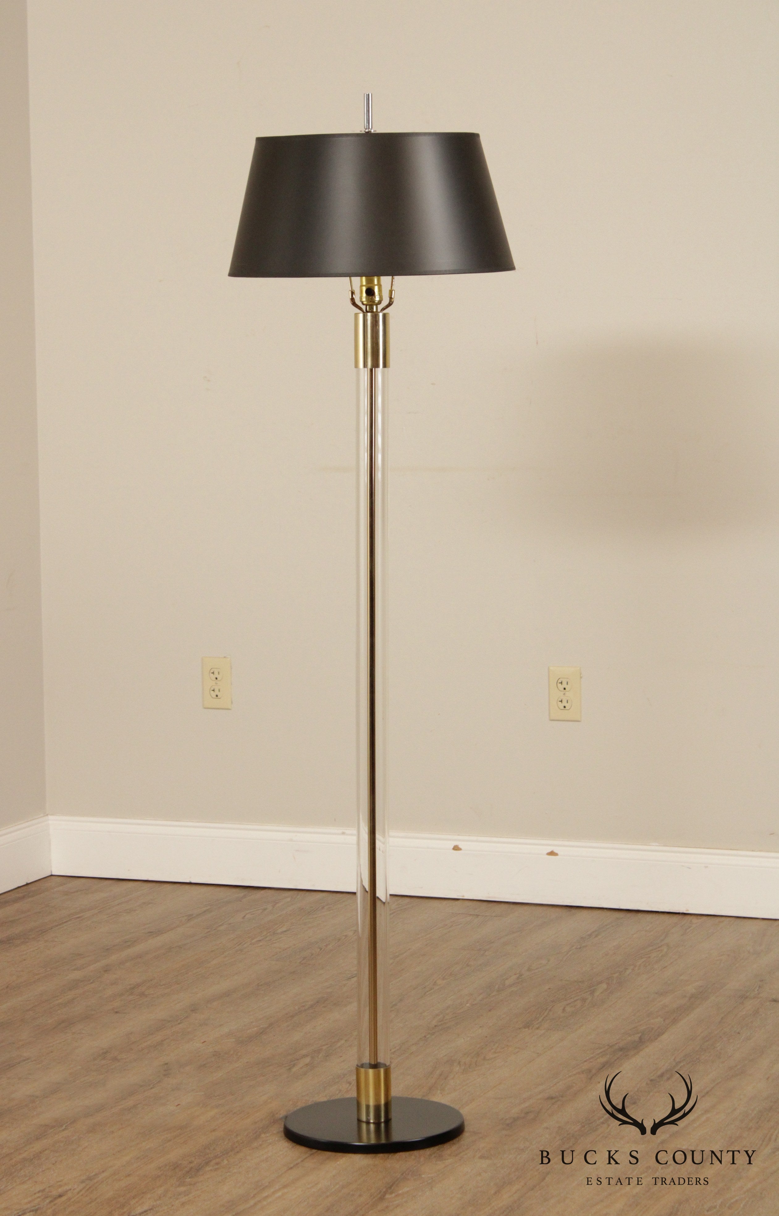 Industrial Style Glass & Brass Floor Lamp