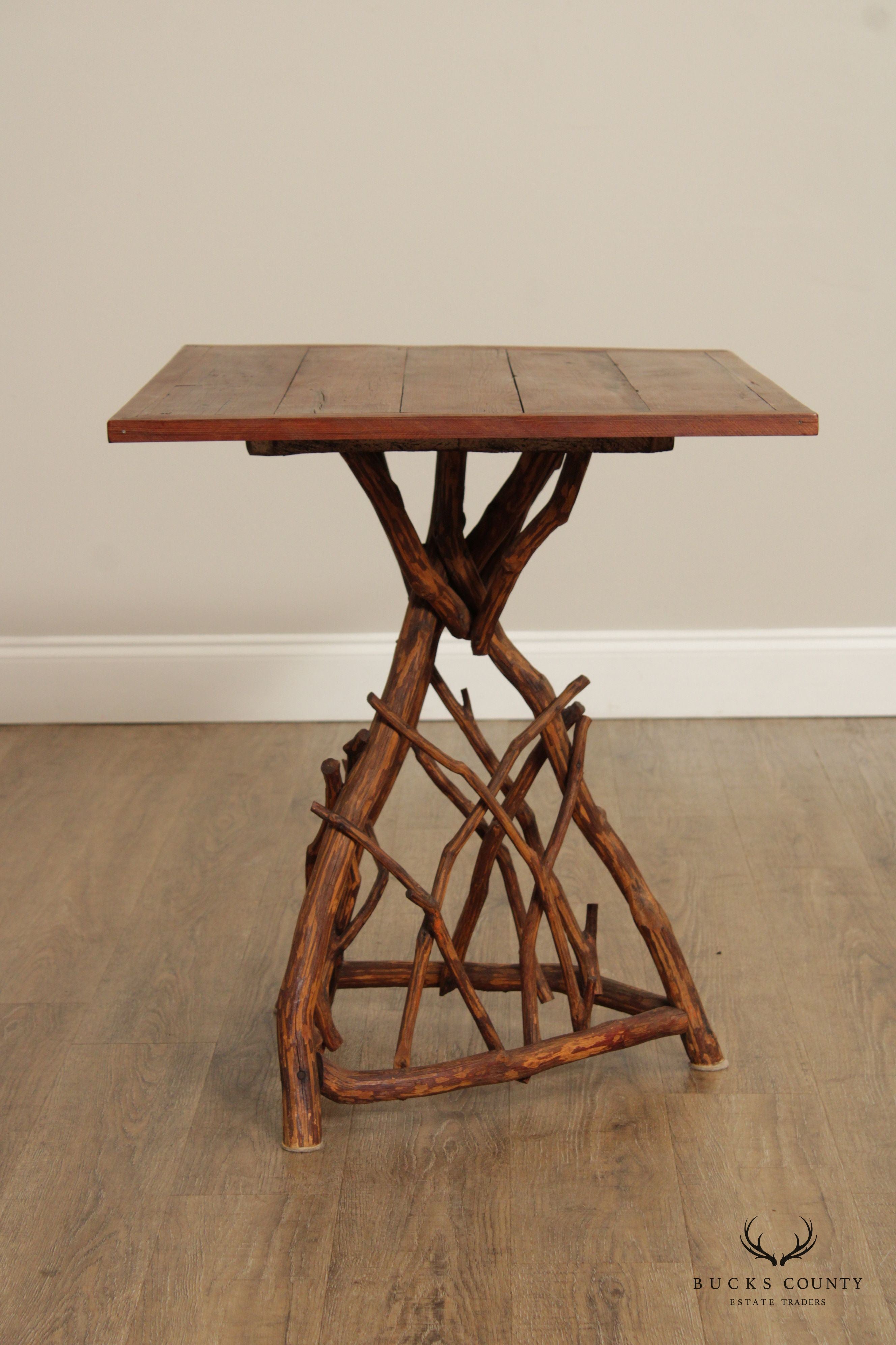 Vintage Adirondack Style Twig Side Table