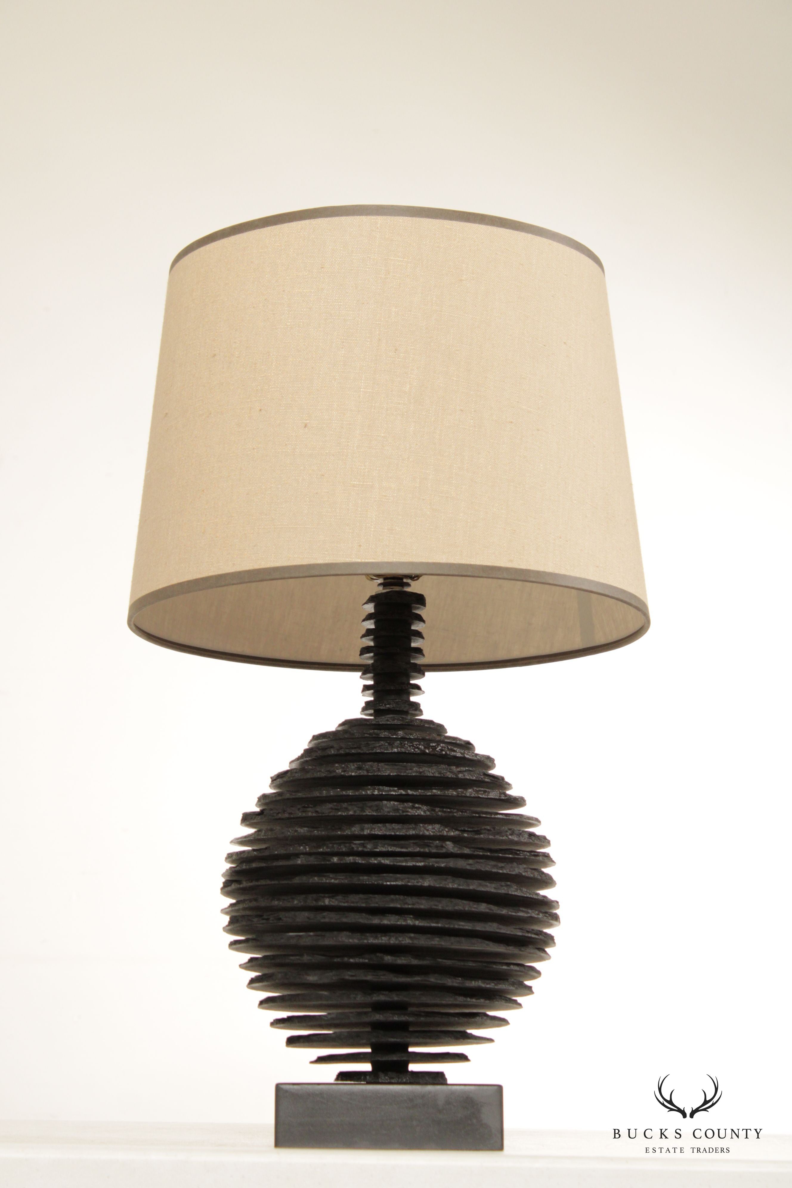 Jeffrey Greene Studio Design Contemporary Style Black Slate Table Lamp with Shade