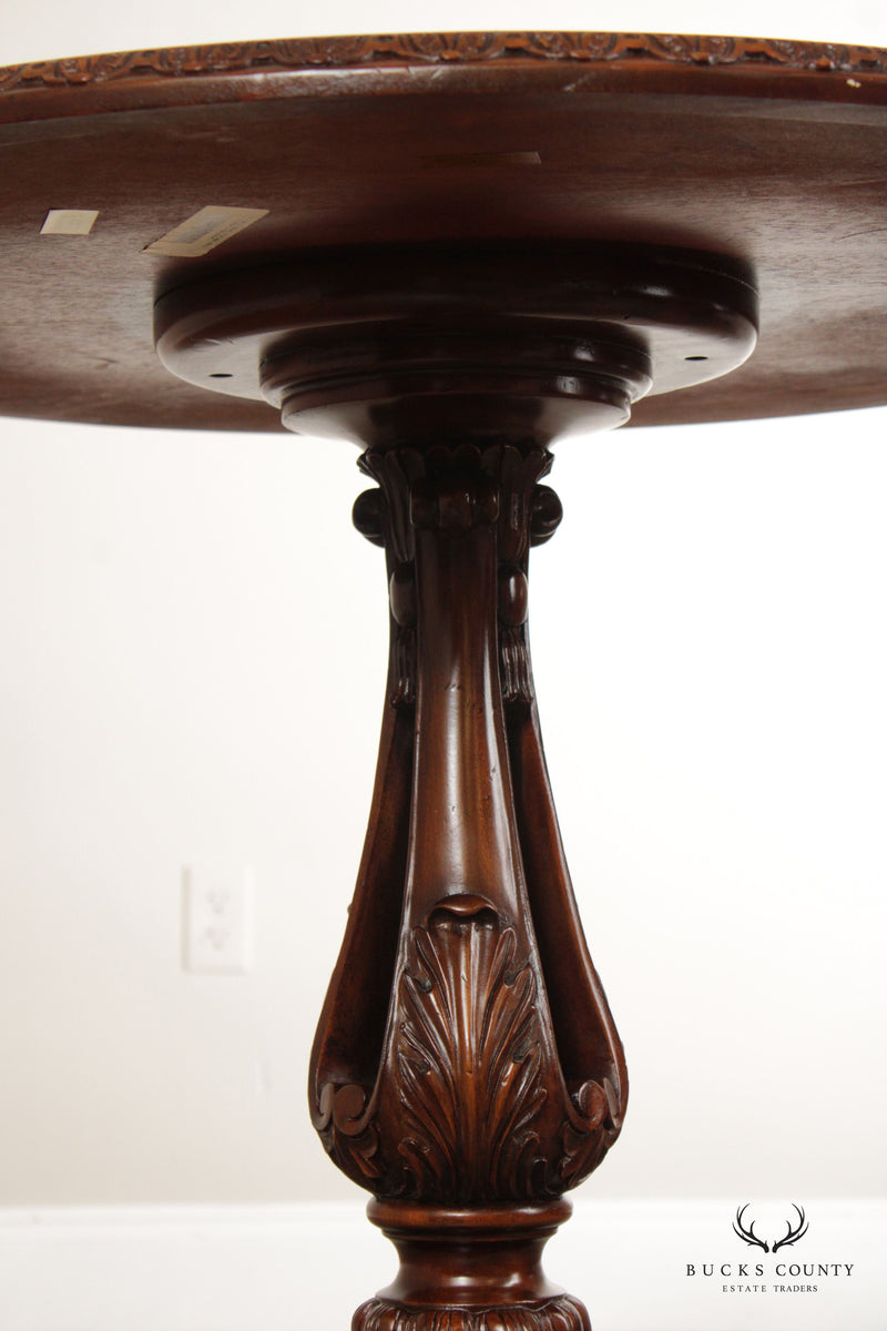 Maitland-Smith Georgian Style Carved Mahogany Round Center Table