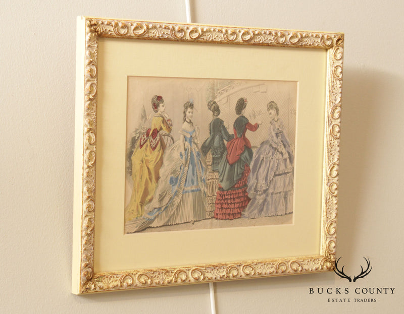 Antique Victorian Women's Fashion Engraving, Custom Framed