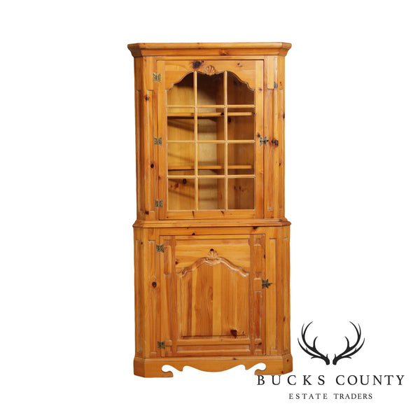 Thomasville Country French Style Vintage Pine Corner Cabinet