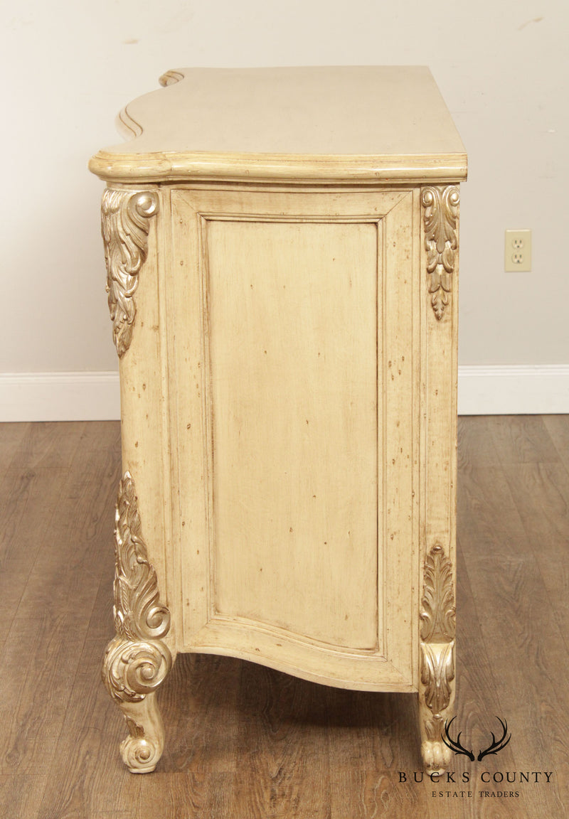 Jeffco French Louis XV Style Painted Serpentine Dresser