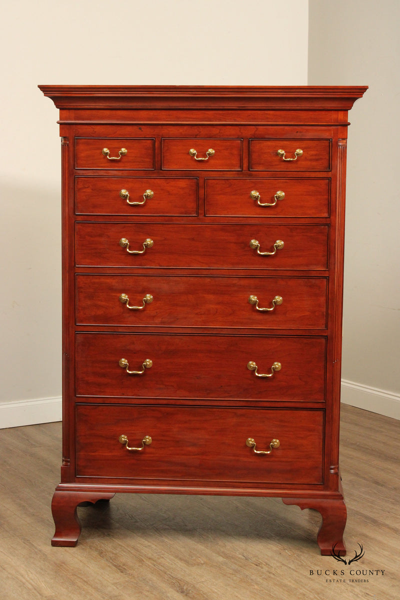 Henkel Harris Chippendale Style Cherry High Chest of Drawers
