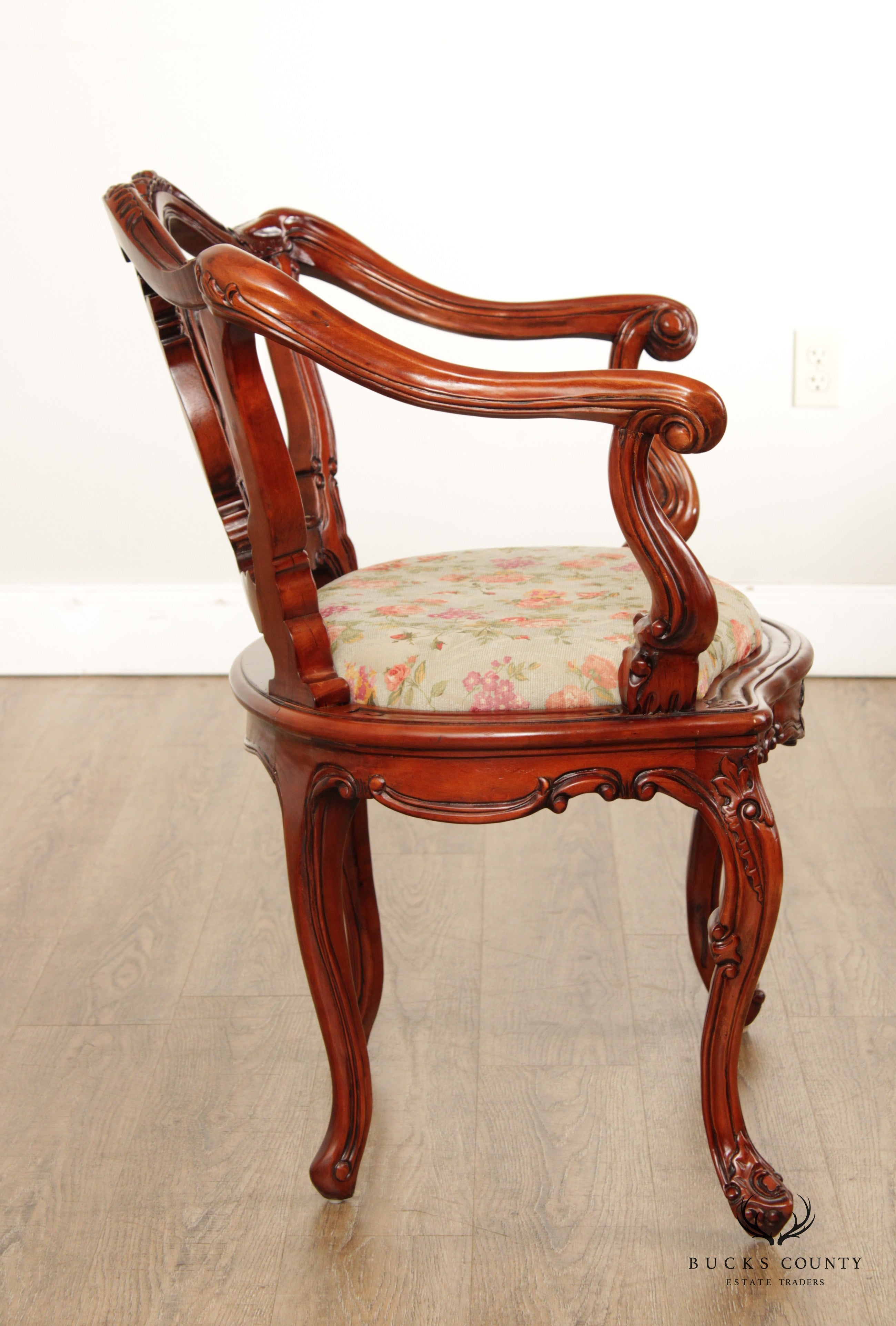 Italian Rococo Style Carved Frame Armchair