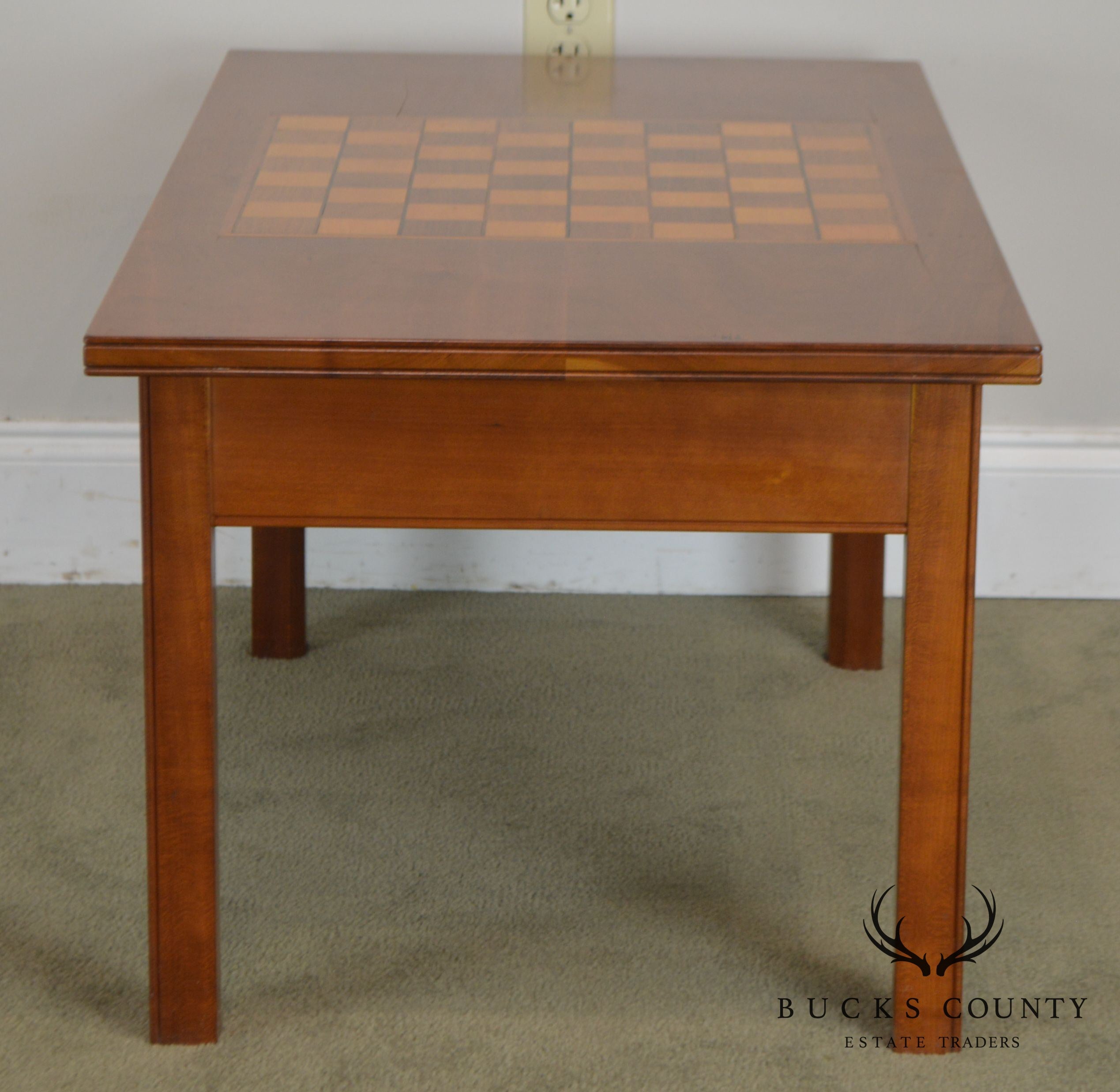 Hand Crafted Solid Cherry Wood Checkerboard Top Game Table by F. G. Harrison III